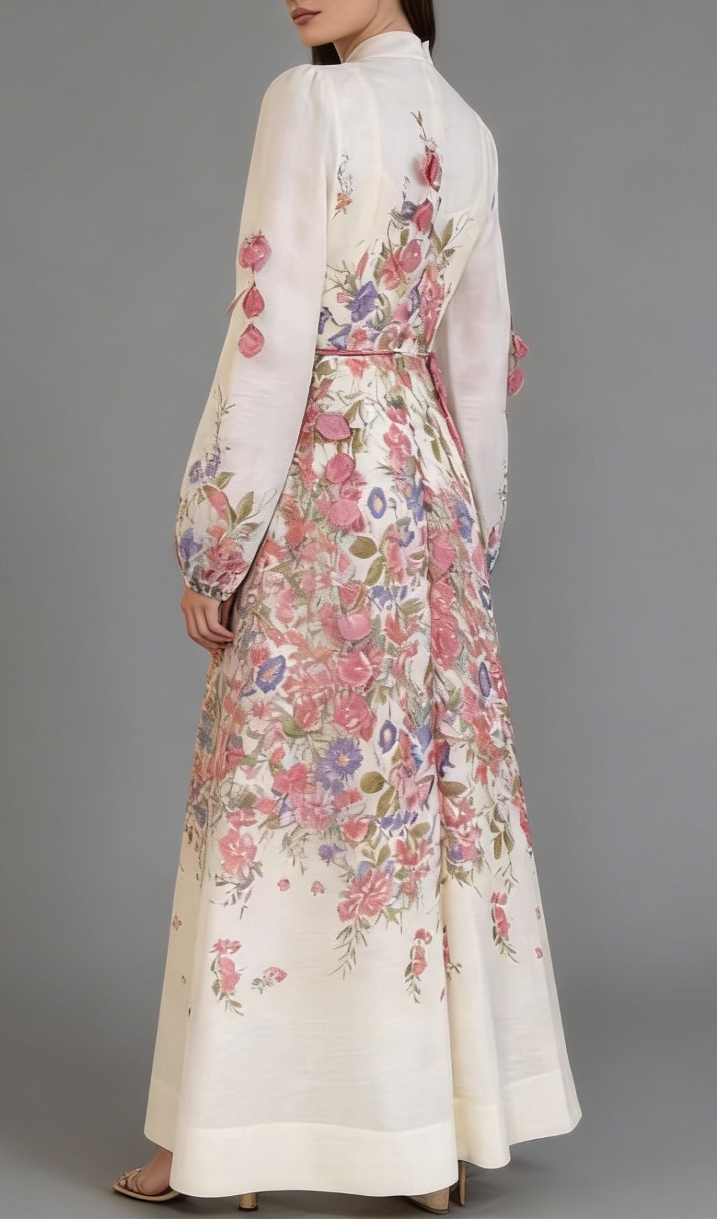 Kartier Elegant Floral Long Sleeve Maxi Dress - Romantic Garden Bloom