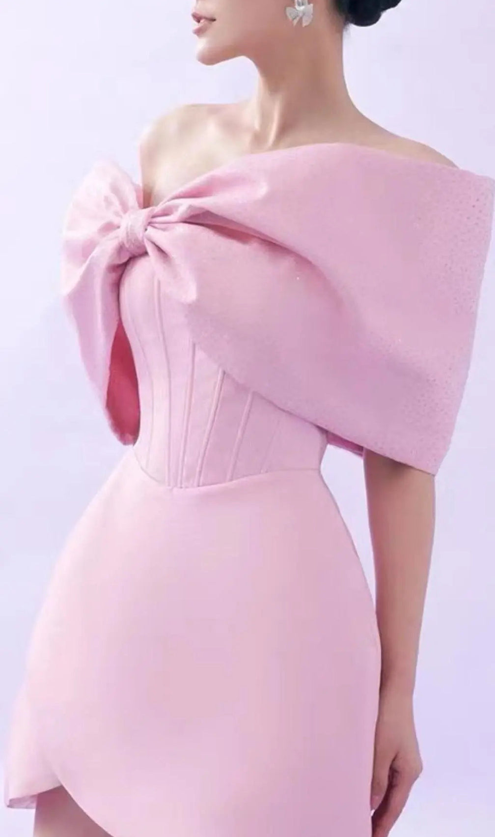 Adah Pink Bowknot Mini Corset Dress