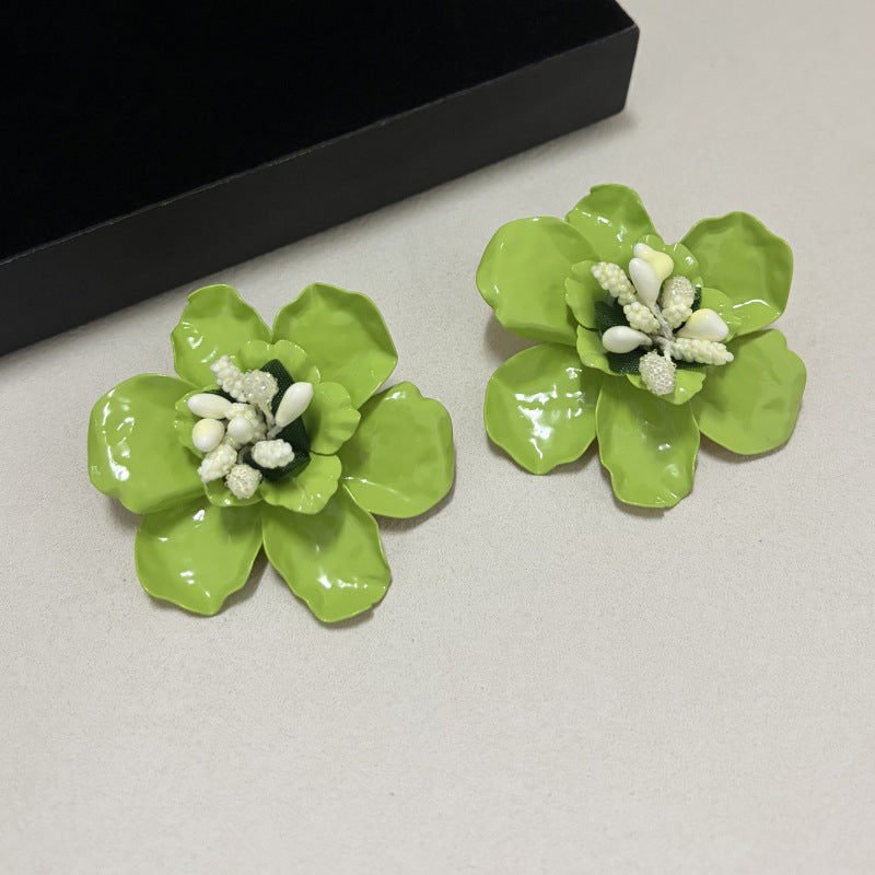 Katey Fuchsia Flower Statement Earrings - Bold Floral Chic