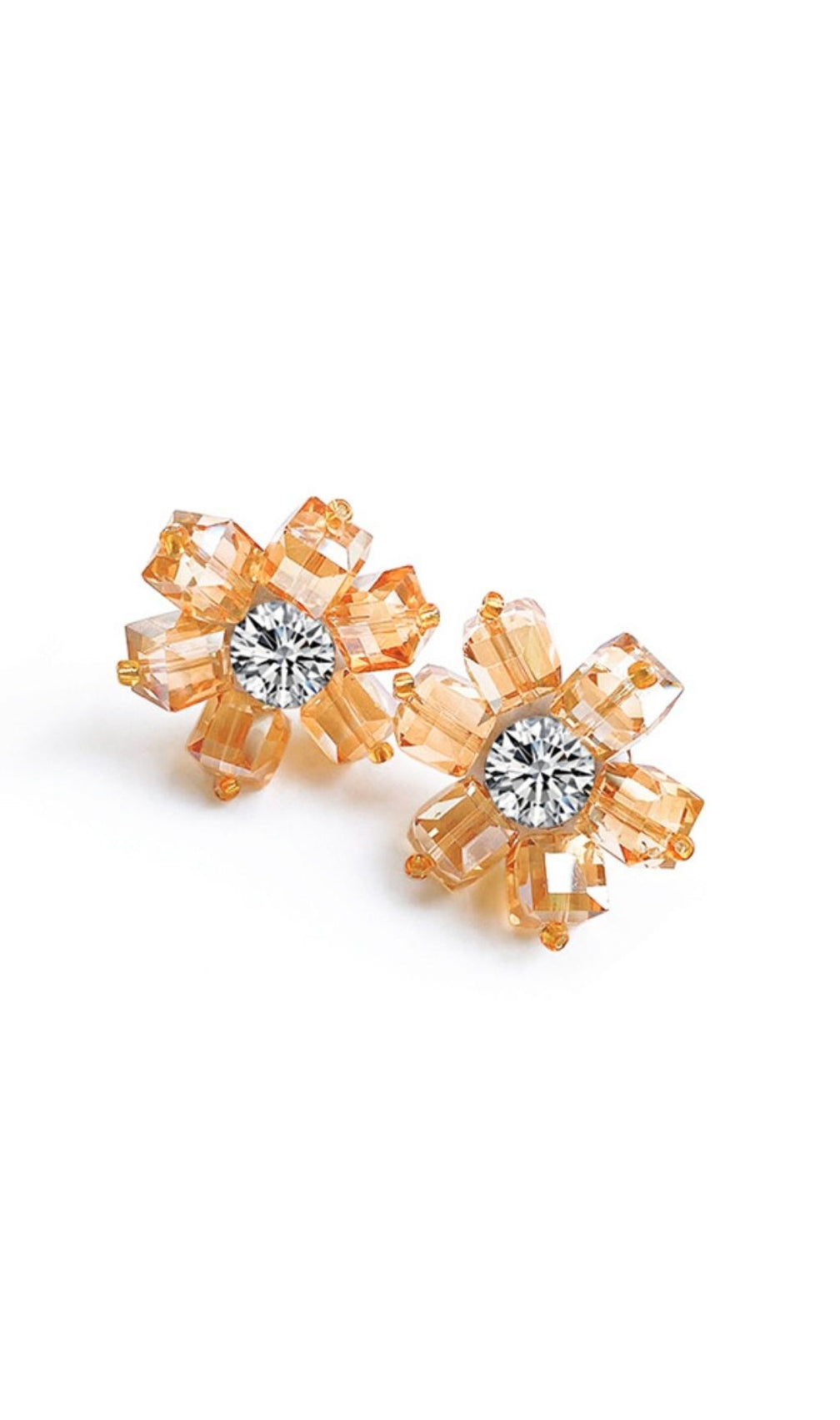 Audrina Gold Crystal 3D Flower Earrings