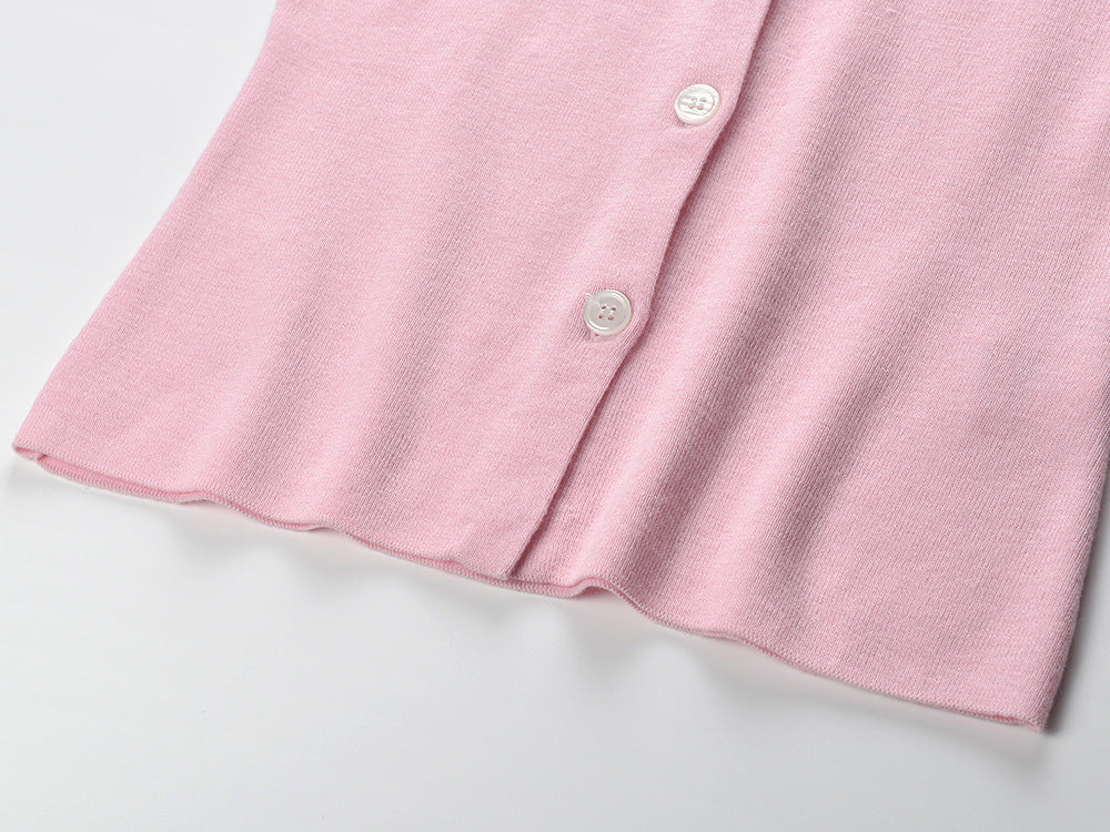 Haide Women's Chic Contrast Collar Long Sleeve Knit Polo Top