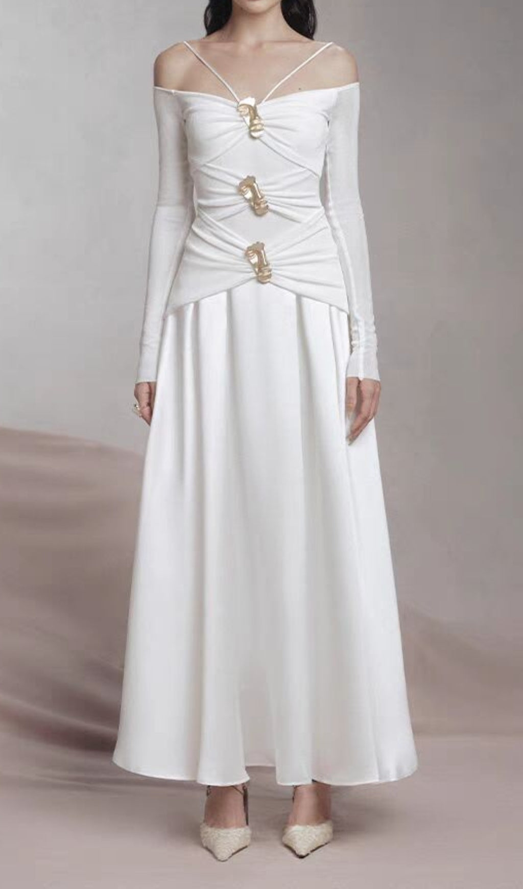 Cailin Long Sleeve Ruched Maxi Dress