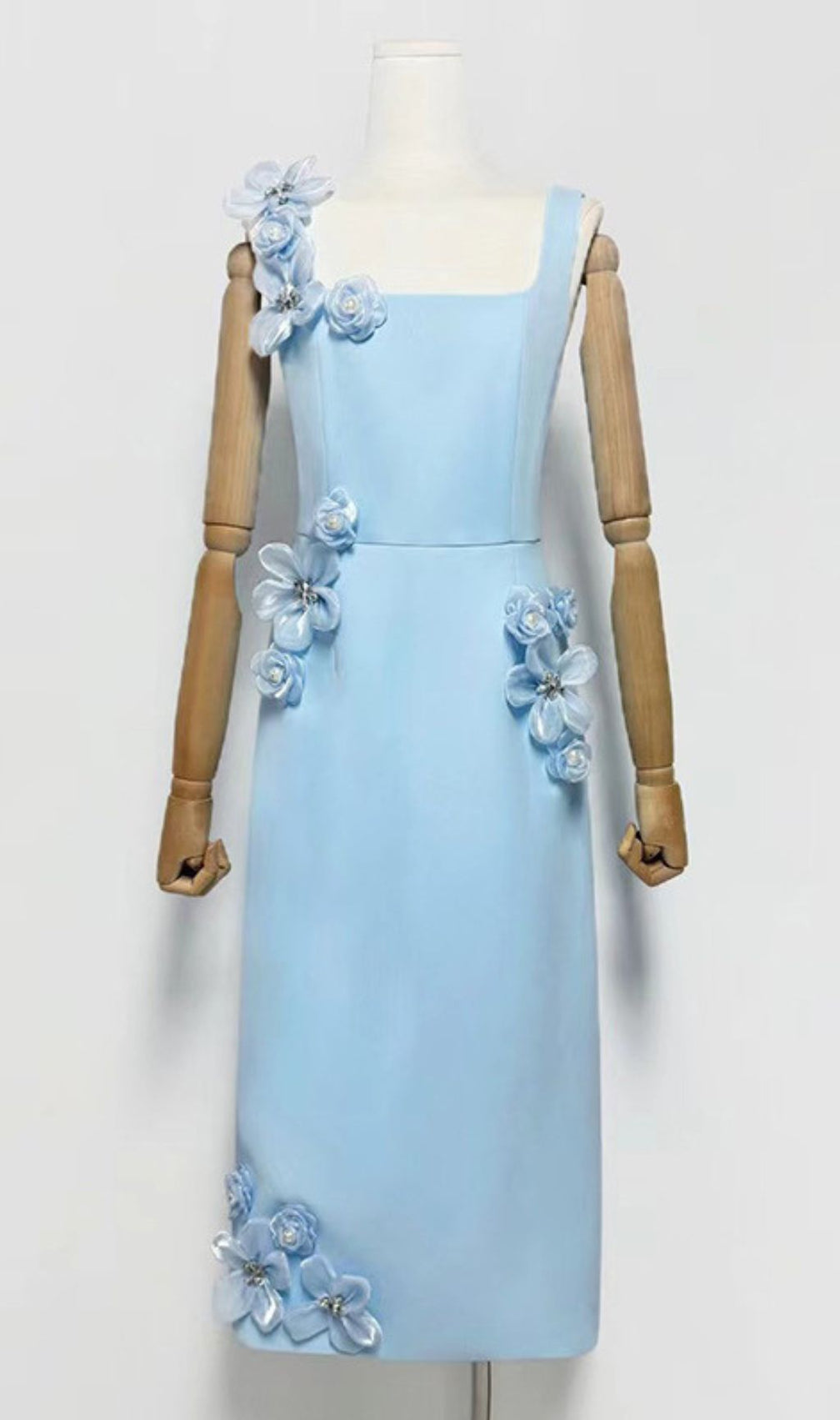 Harper Blue Flower Embellished Midi Dress