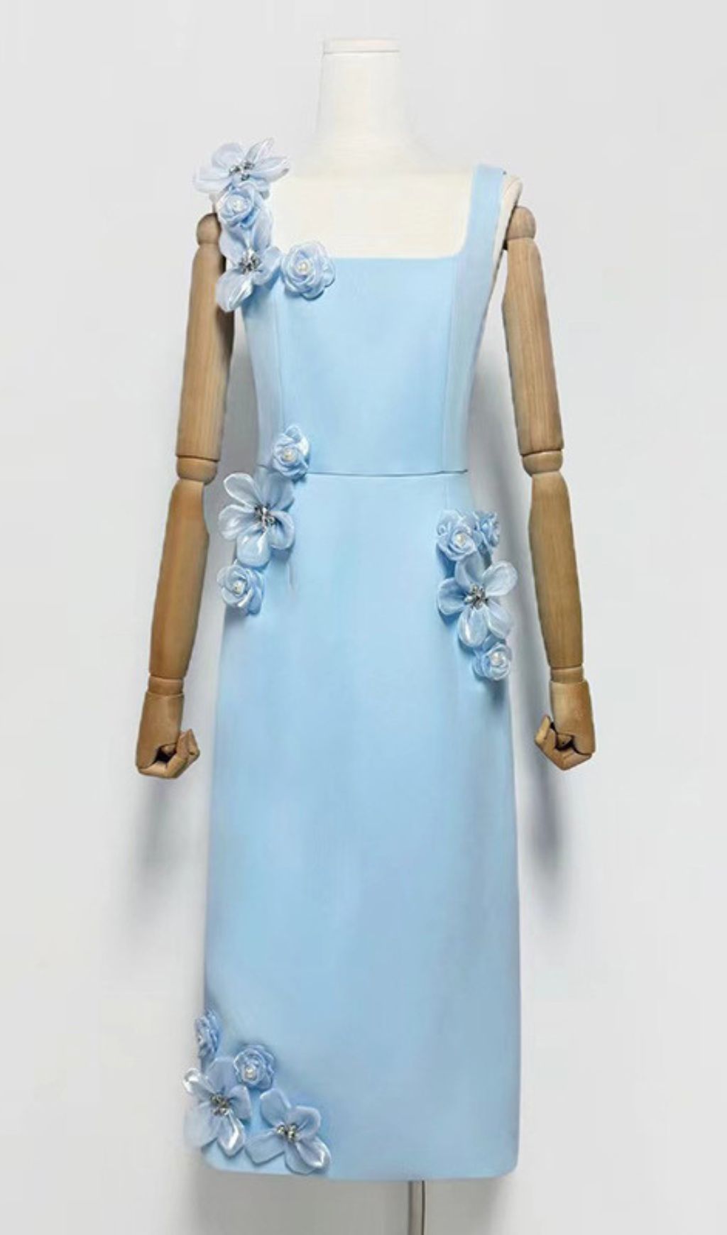 Harper Blue Flower Embellished Midi Dress