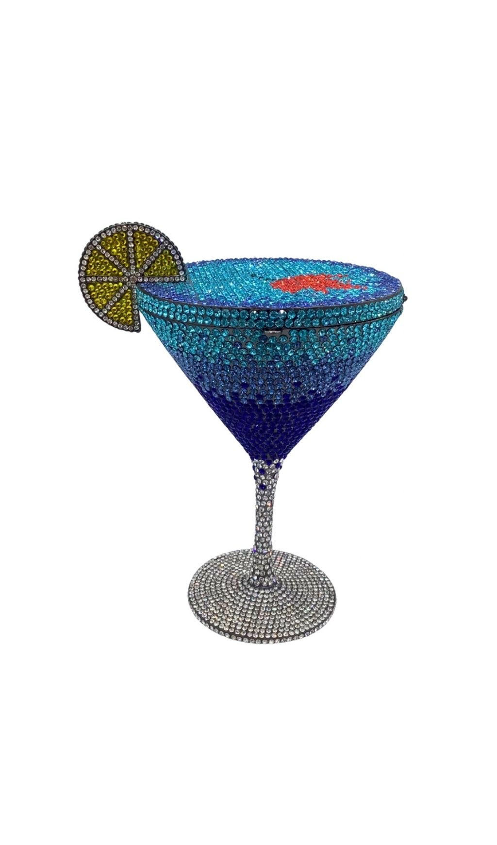 Garin Dazzling Blue Rhinestone Martini Glass Clutch | Sparkling Evening Bag for Women