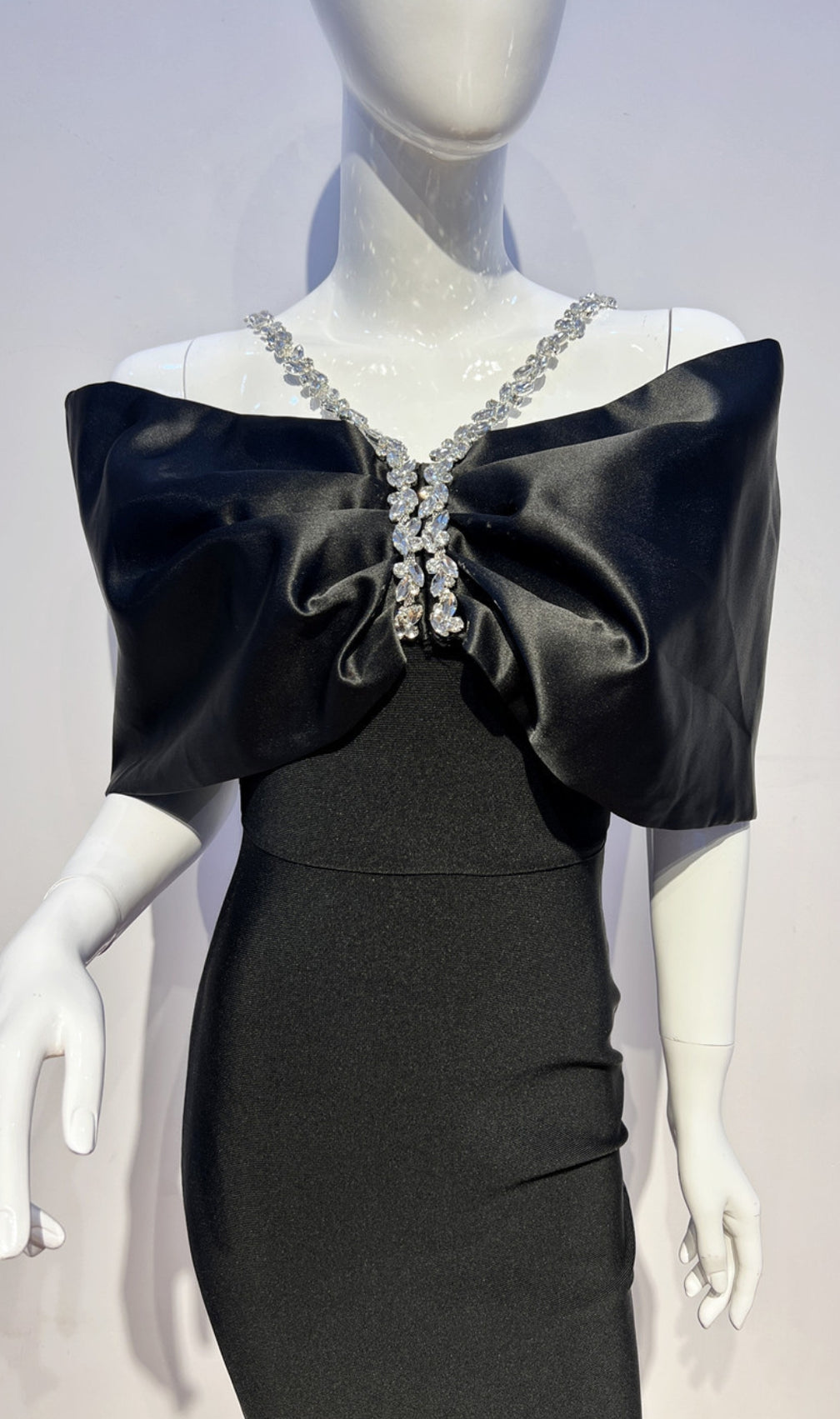 Candra Bow Diamond Halter Maxi Dress