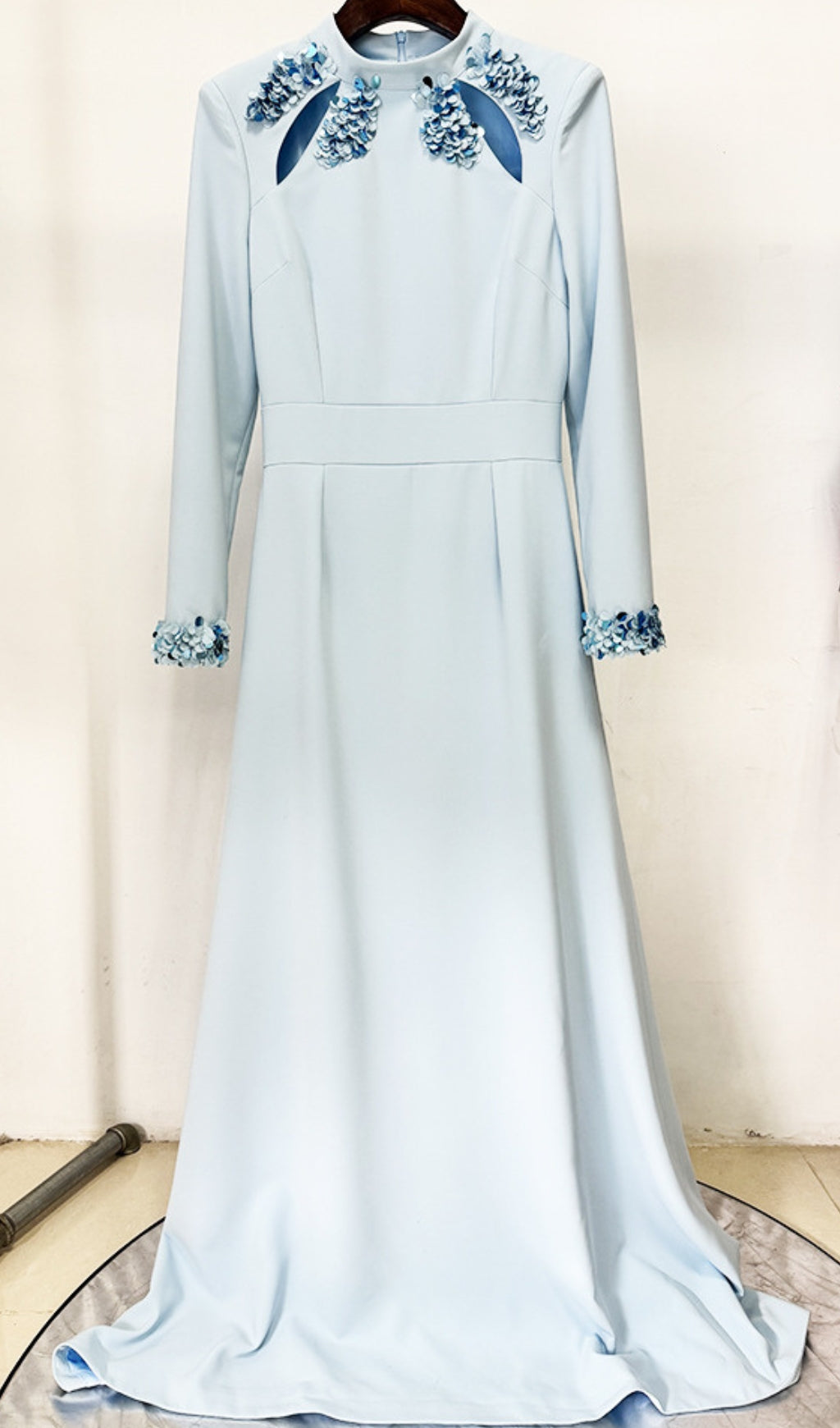 Euleta Sequin Embellished Long Sleeve Gown