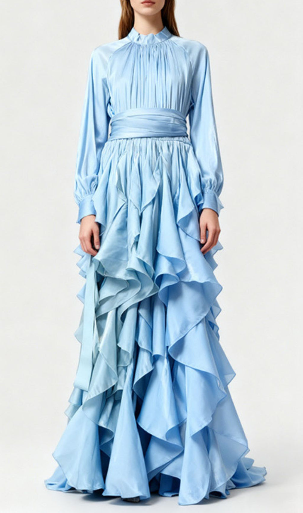 Joop Romantic Ruffle Maxi Dress - Elegant Long Sleeve Gown