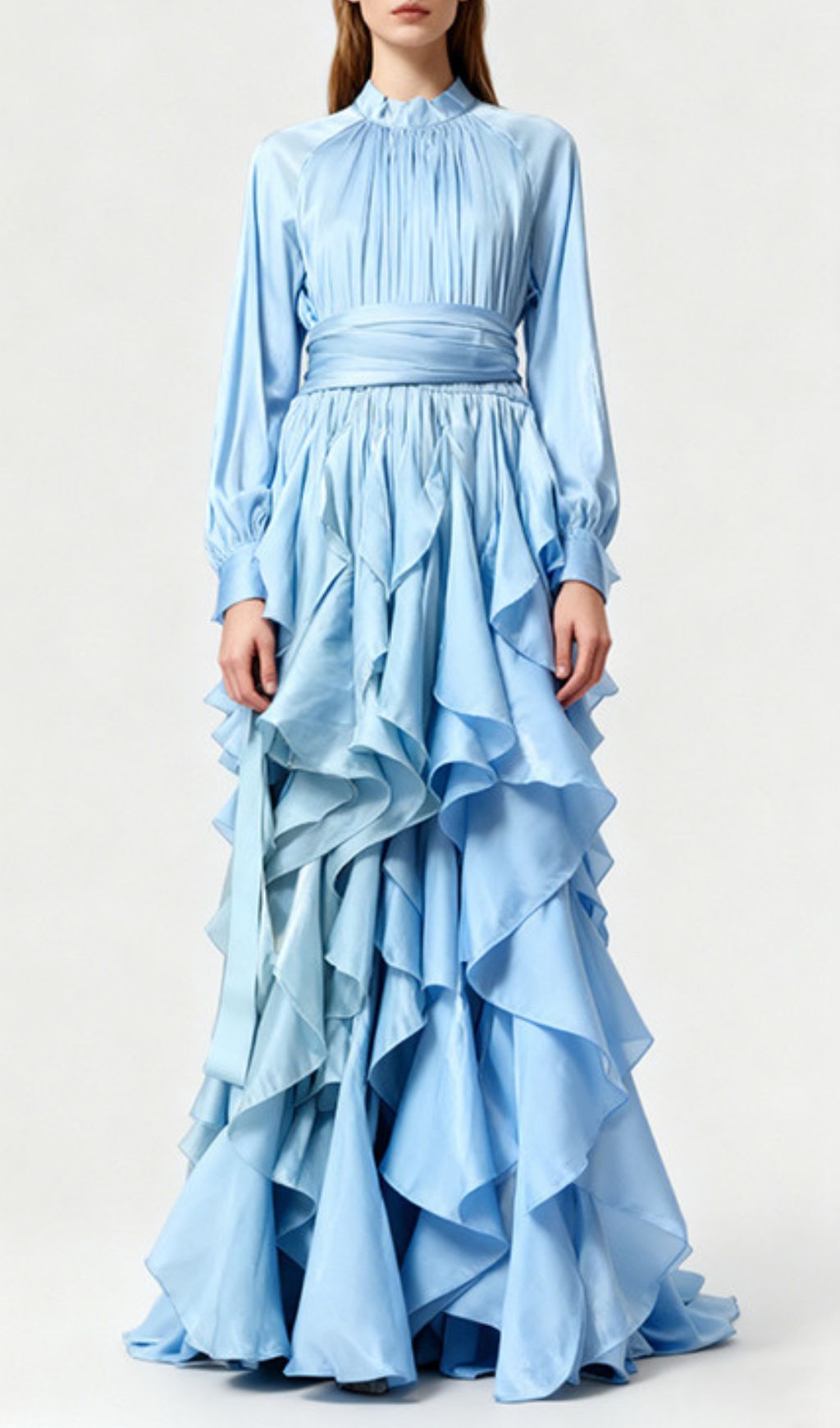 Joop Romantic Ruffle Maxi Dress - Elegant Long Sleeve Gown