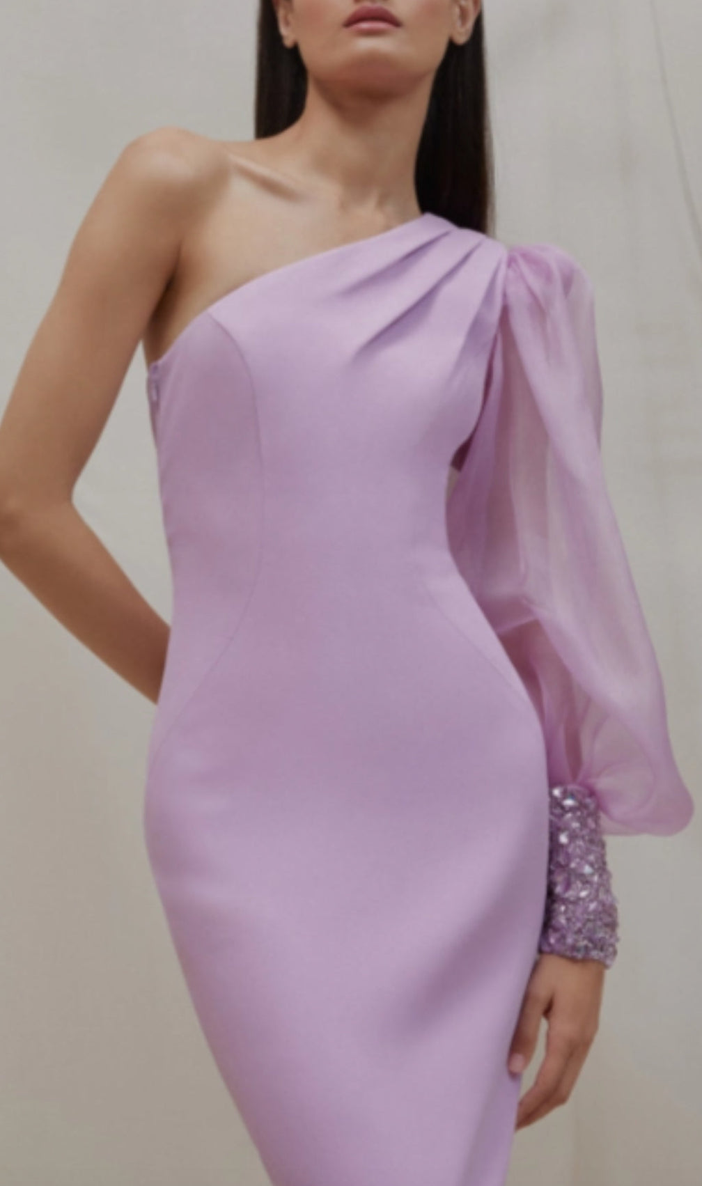 Anila Purple One-Shoulder Midi Dress