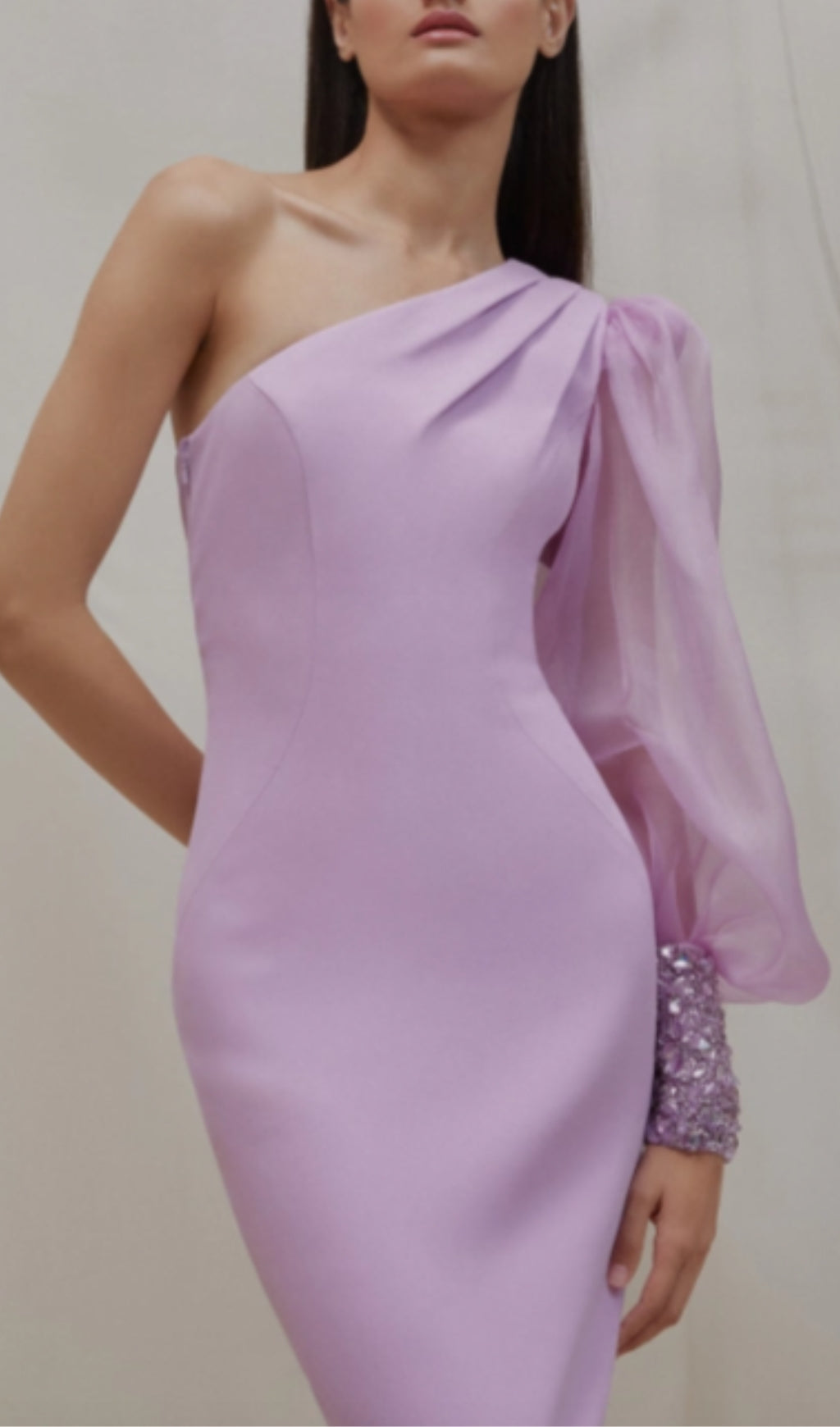 Anila Purple One-Shoulder Midi Dress