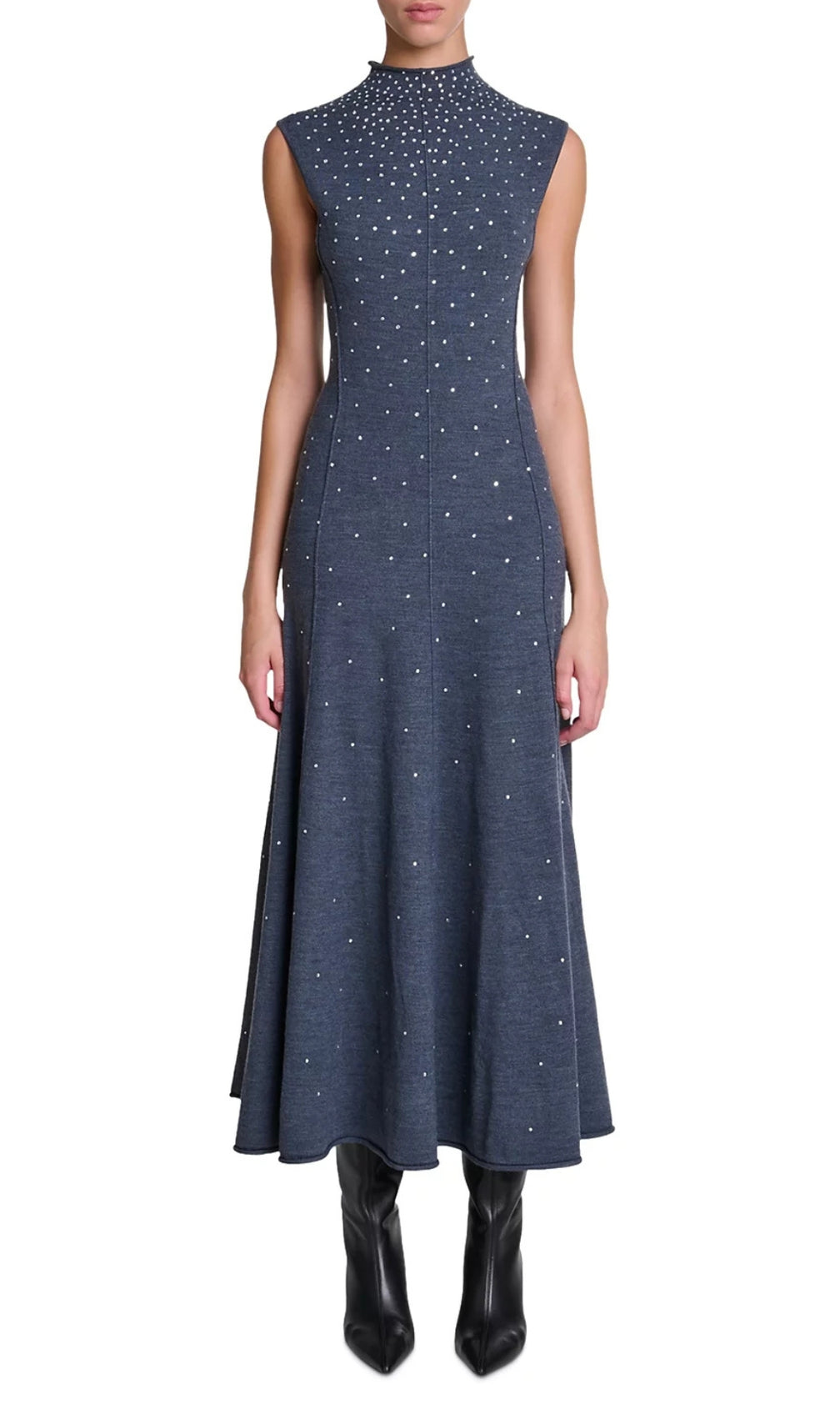 Ristrassy Rhinestone Knit Maxi Dress