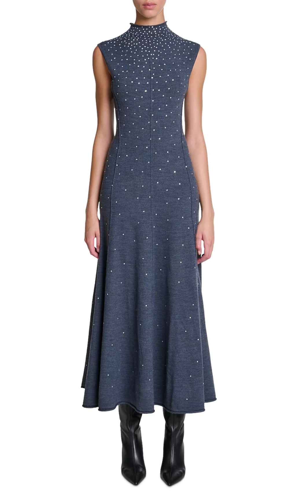 Ristrassy Rhinestone Knit Maxi Dress