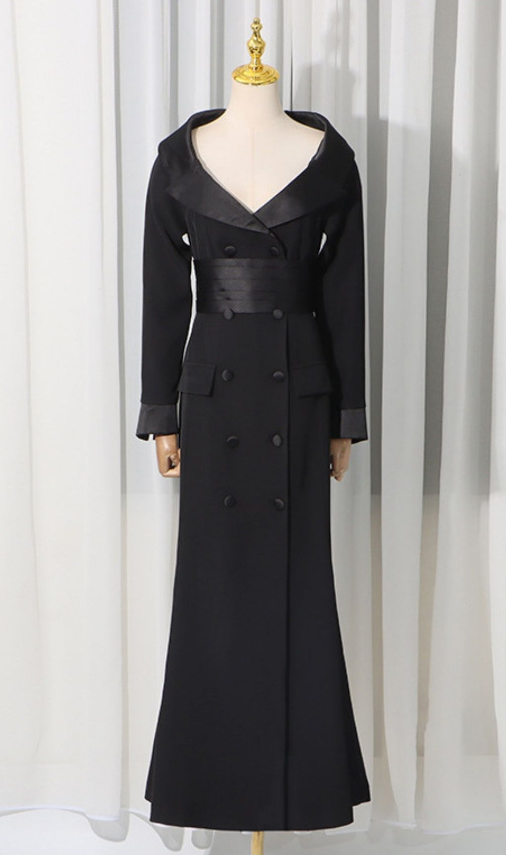 Kazi Black Off-Shoulder Blazer Maxi Dress - Elegant Tailored Gown for Women