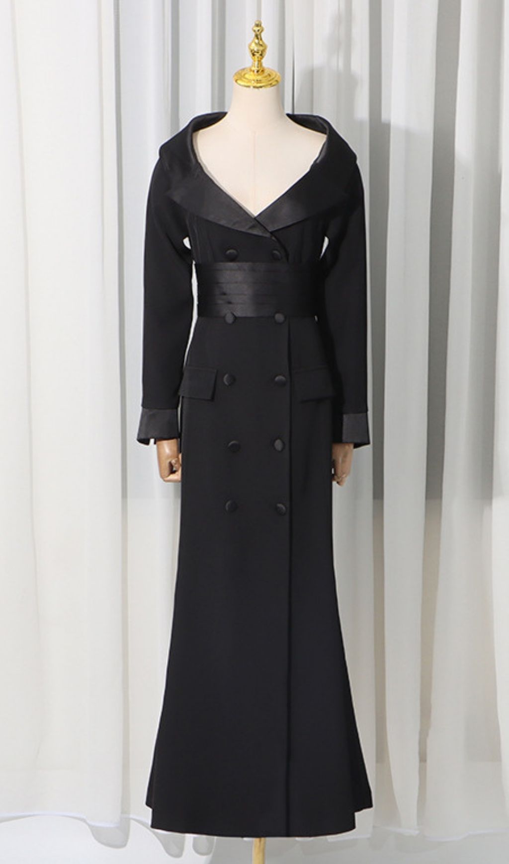 Kazi Black Off-Shoulder Blazer Maxi Dress - Elegant Tailored Gown for Women