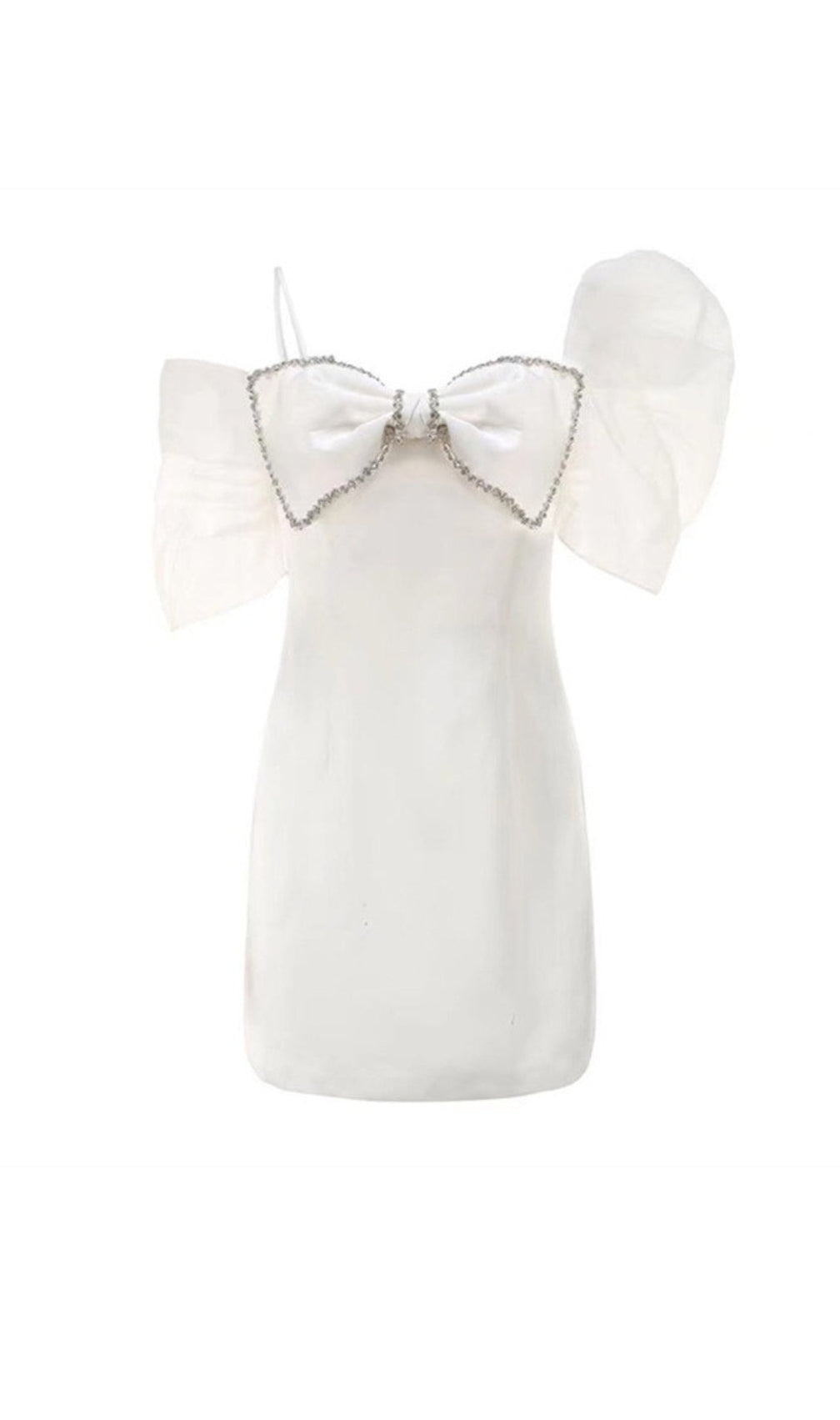 White Puff Sleeve Bow Dress
