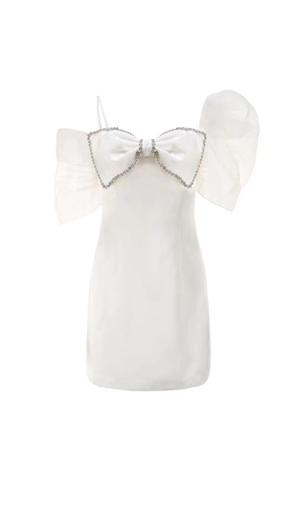 White Puff Sleeve Bow Dress