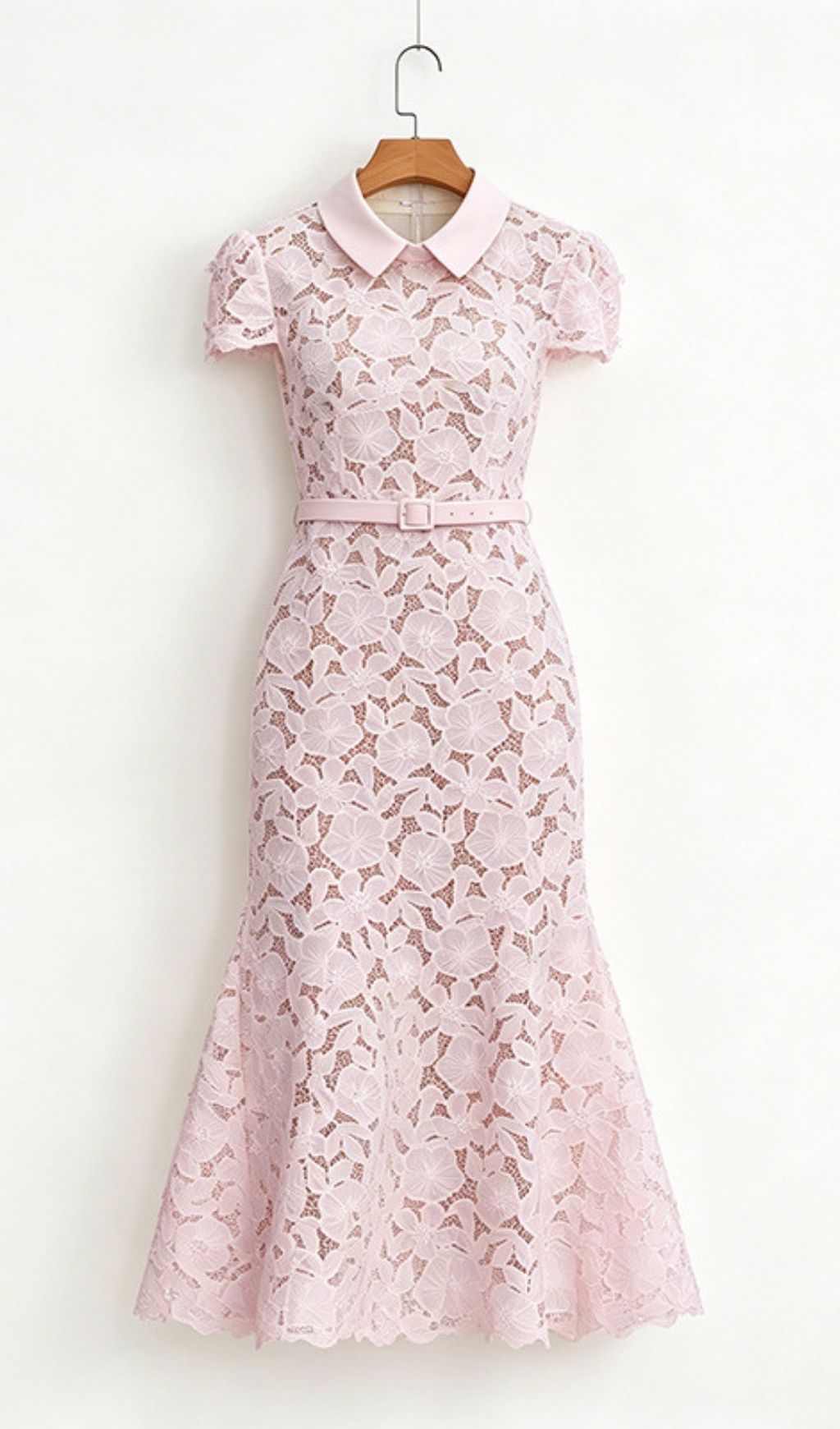 Kennita Pink Floral Lace Midi Dress | Elegant & Romantic Occasion Wear