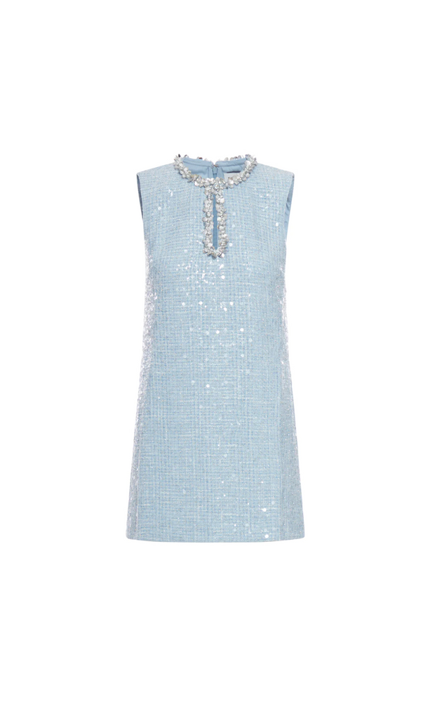 EMBELLISHED BOUCLÉ MINI DRESS