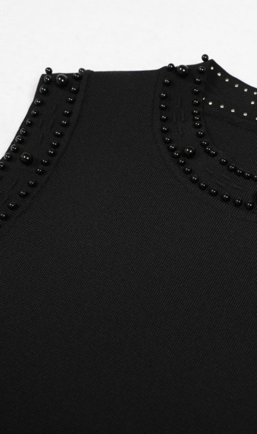 Edie Black Bead Midi Dress & Cardigan