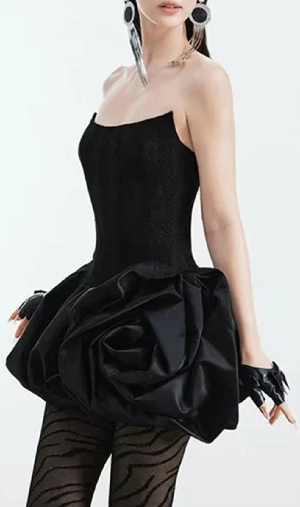 Irene Black Strapless Corset Mini Dress: Sculpted Drama & Chic Allure