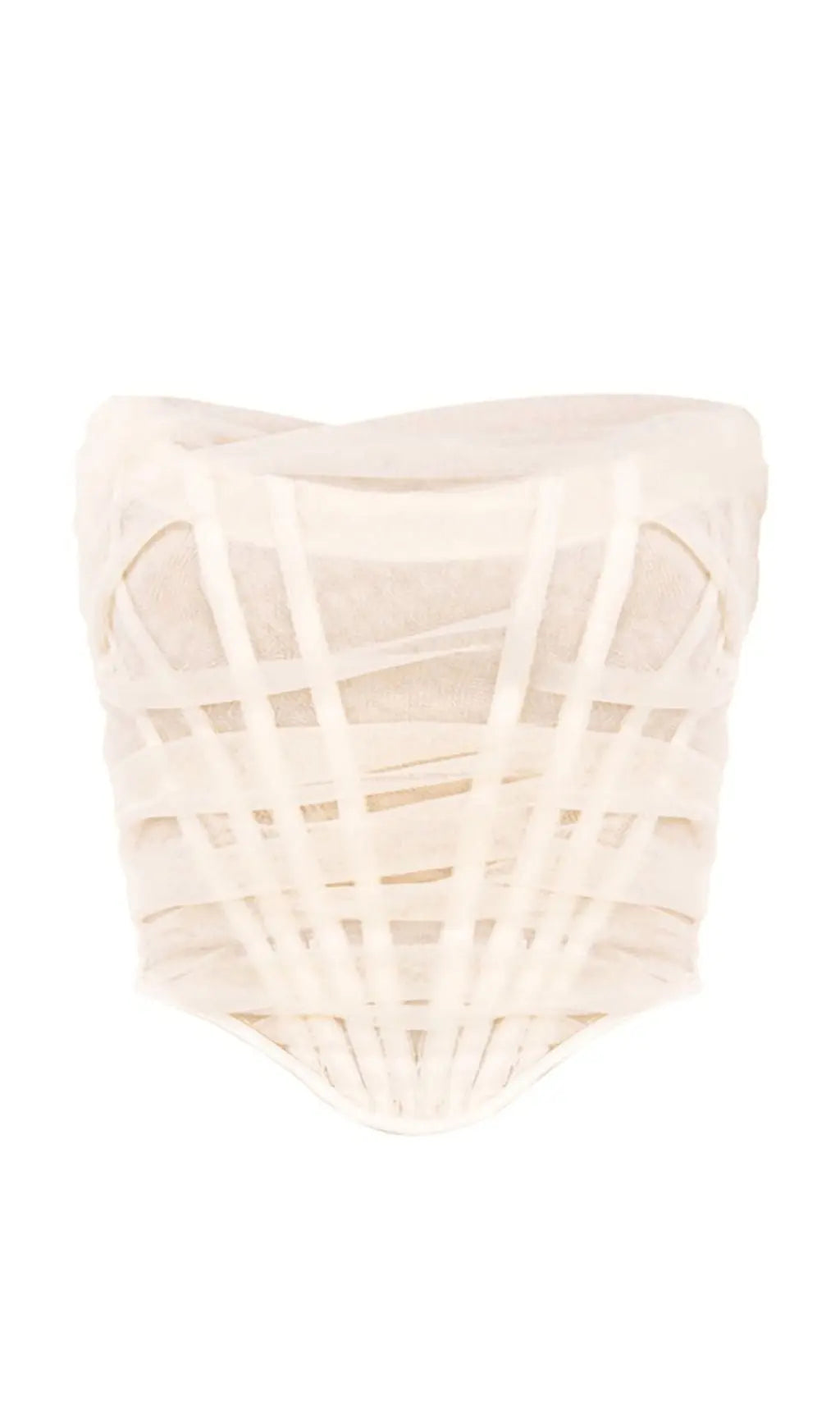 Ivory Herringbone Mesh Corset Top