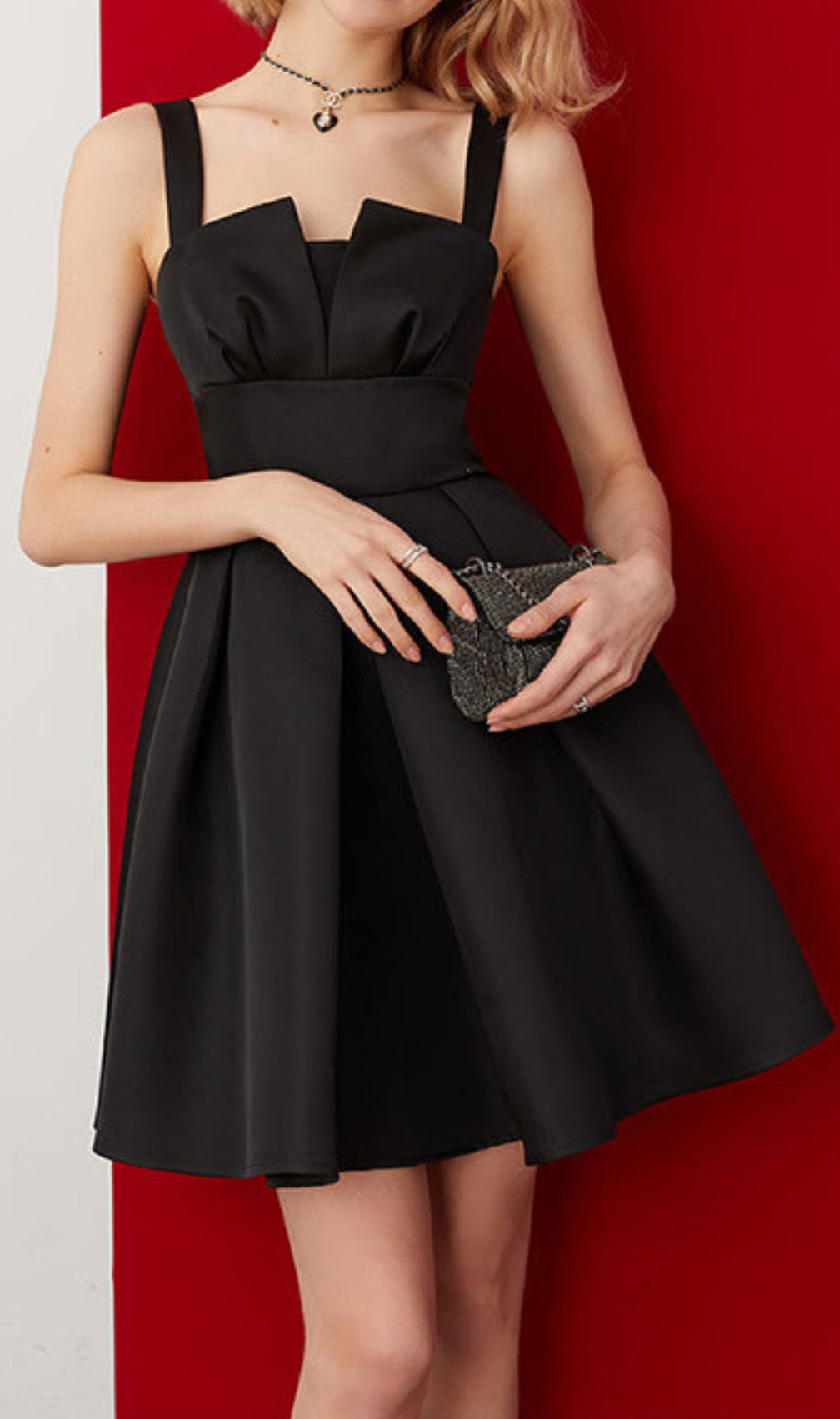 Chana Black A-Line Mini Dress