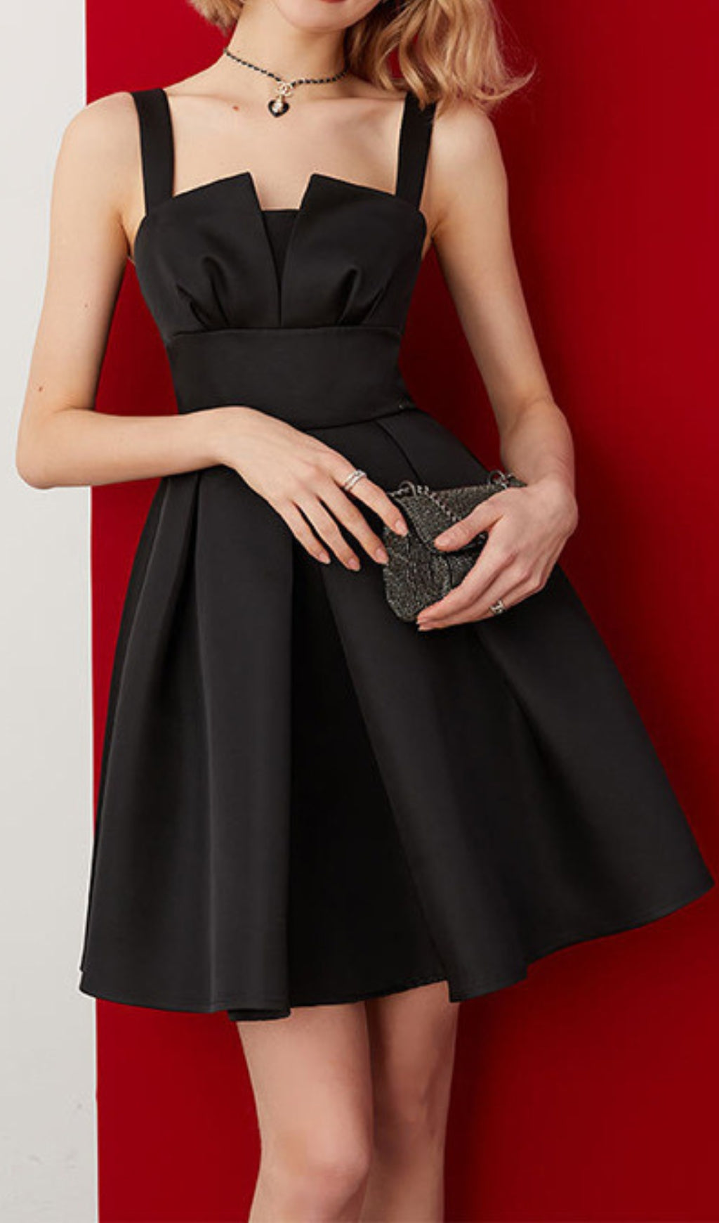 Chana Black A-Line Mini Dress