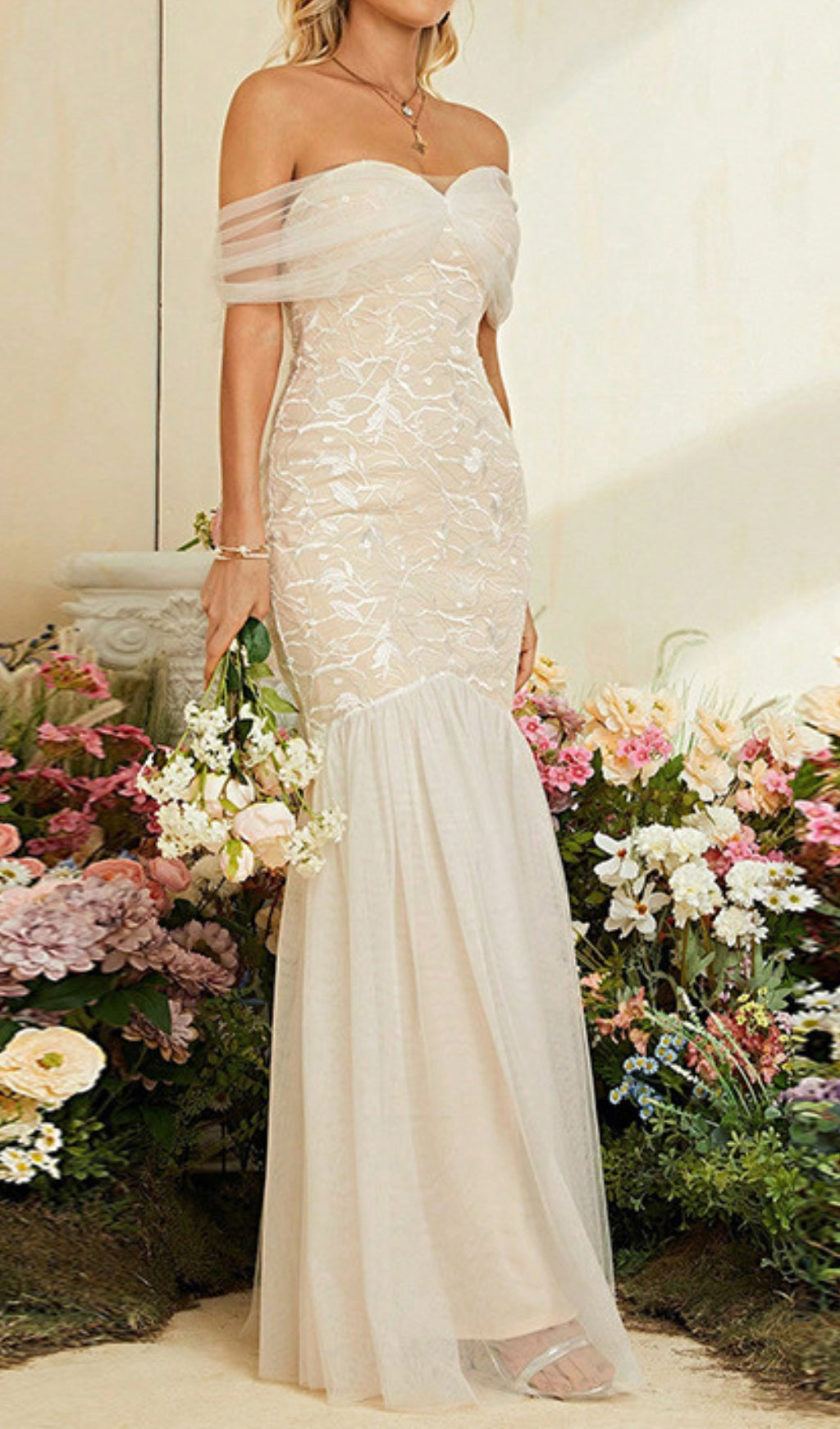 Devyn Lace Mesh Maxi Dress