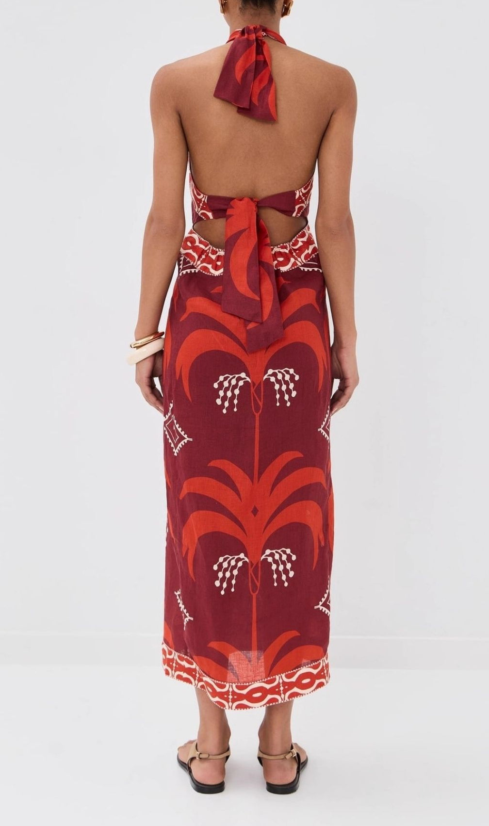Lakin Red Printed Backless Maxi Dress
