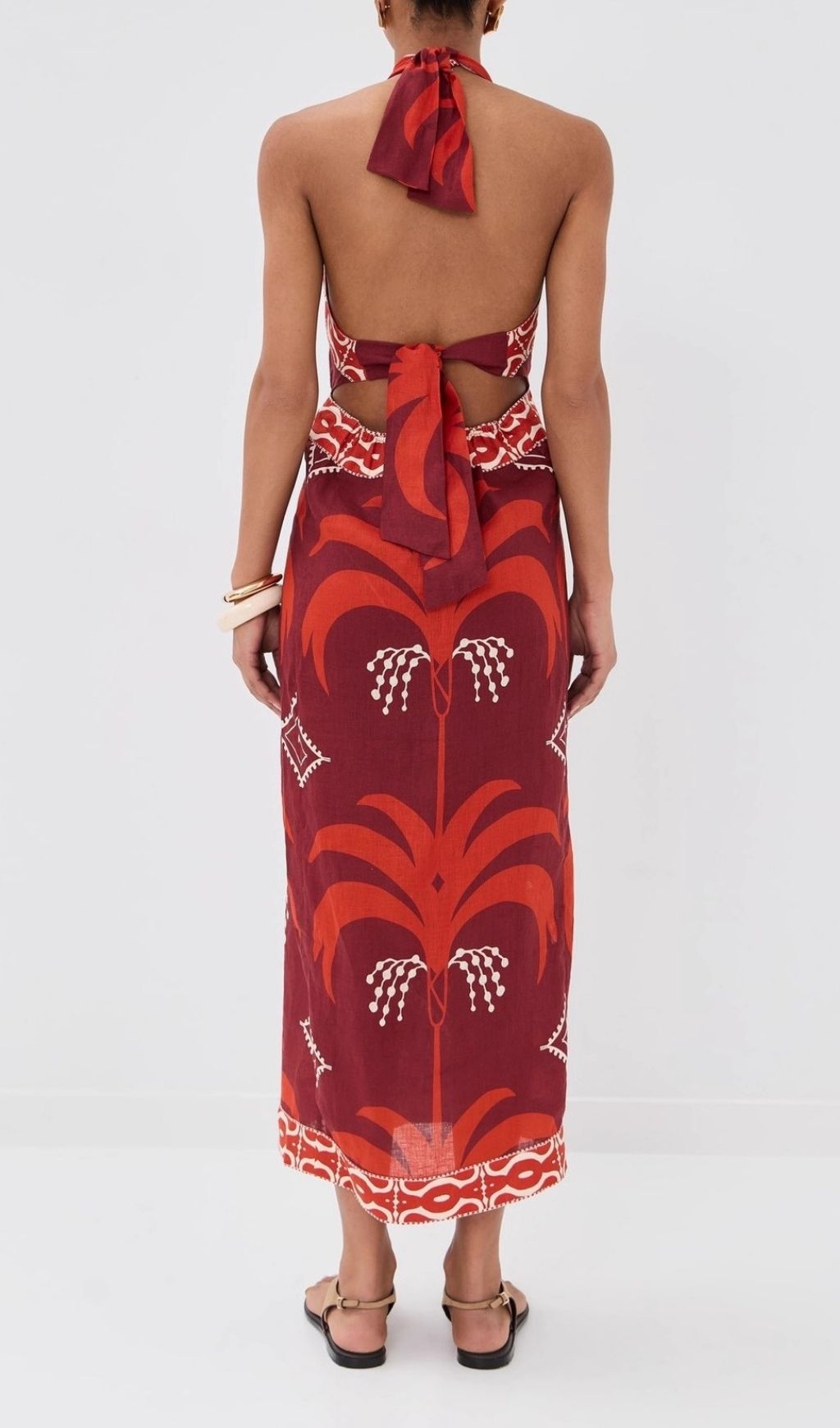 Lakin Red Printed Backless Maxi Dress