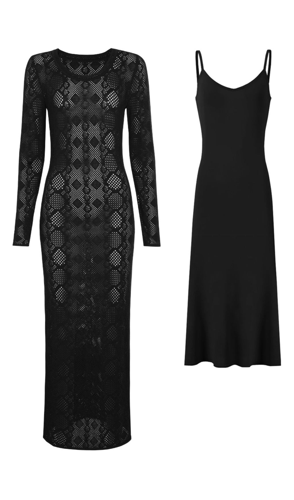 Jaime Luxe Emerald Green Sheer Knit Midi Dress & Slip Set | Versatile 2-Piece