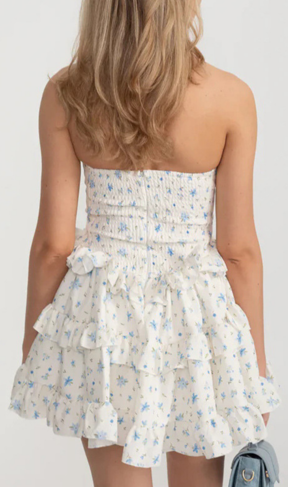 Hammond Blue Strapless Floral Mini Dress