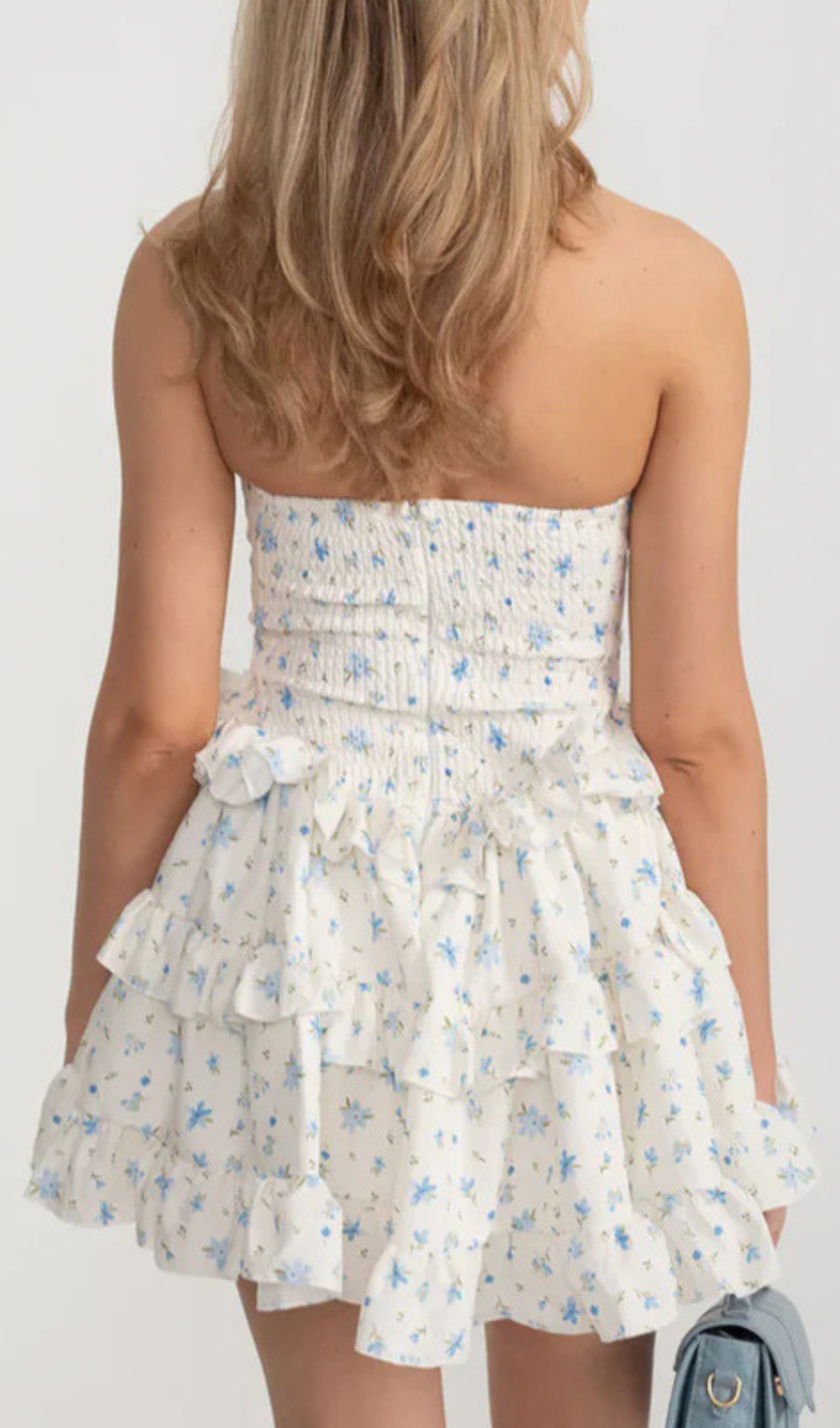 Hammond Blue Strapless Floral Mini Dress