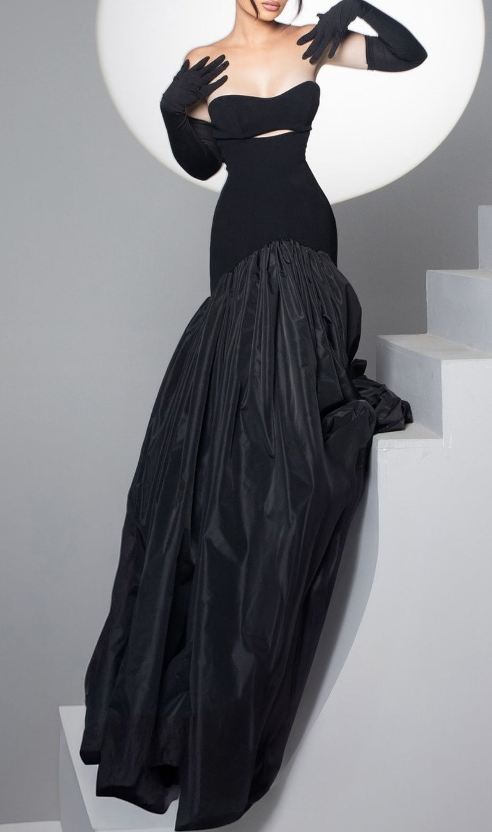 Kaliana Black Strapless Sweetheart Cutout Maxi Gown | Elegant Evening Dress