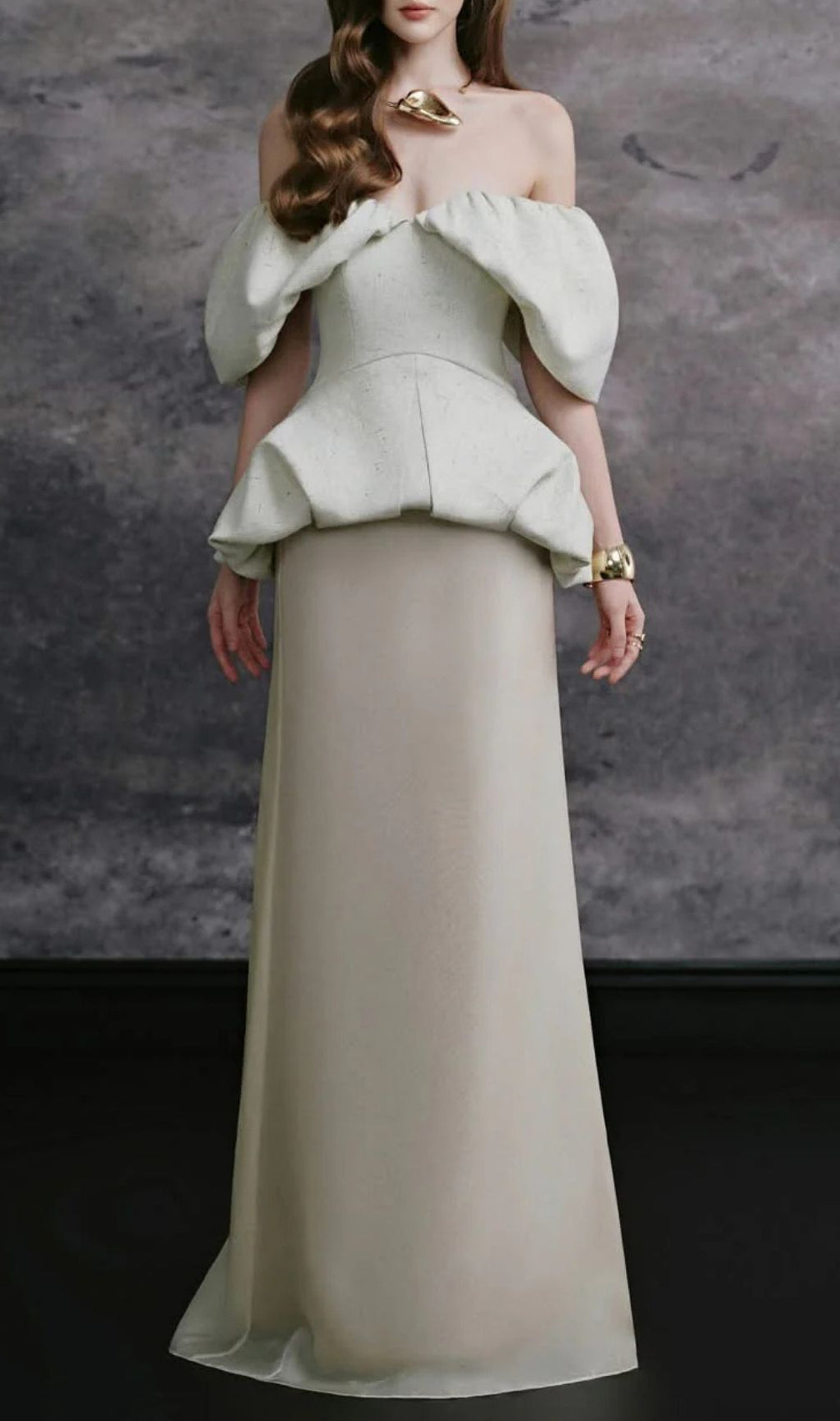 Liora Off-Shoulder Draped Top & Skirt Set