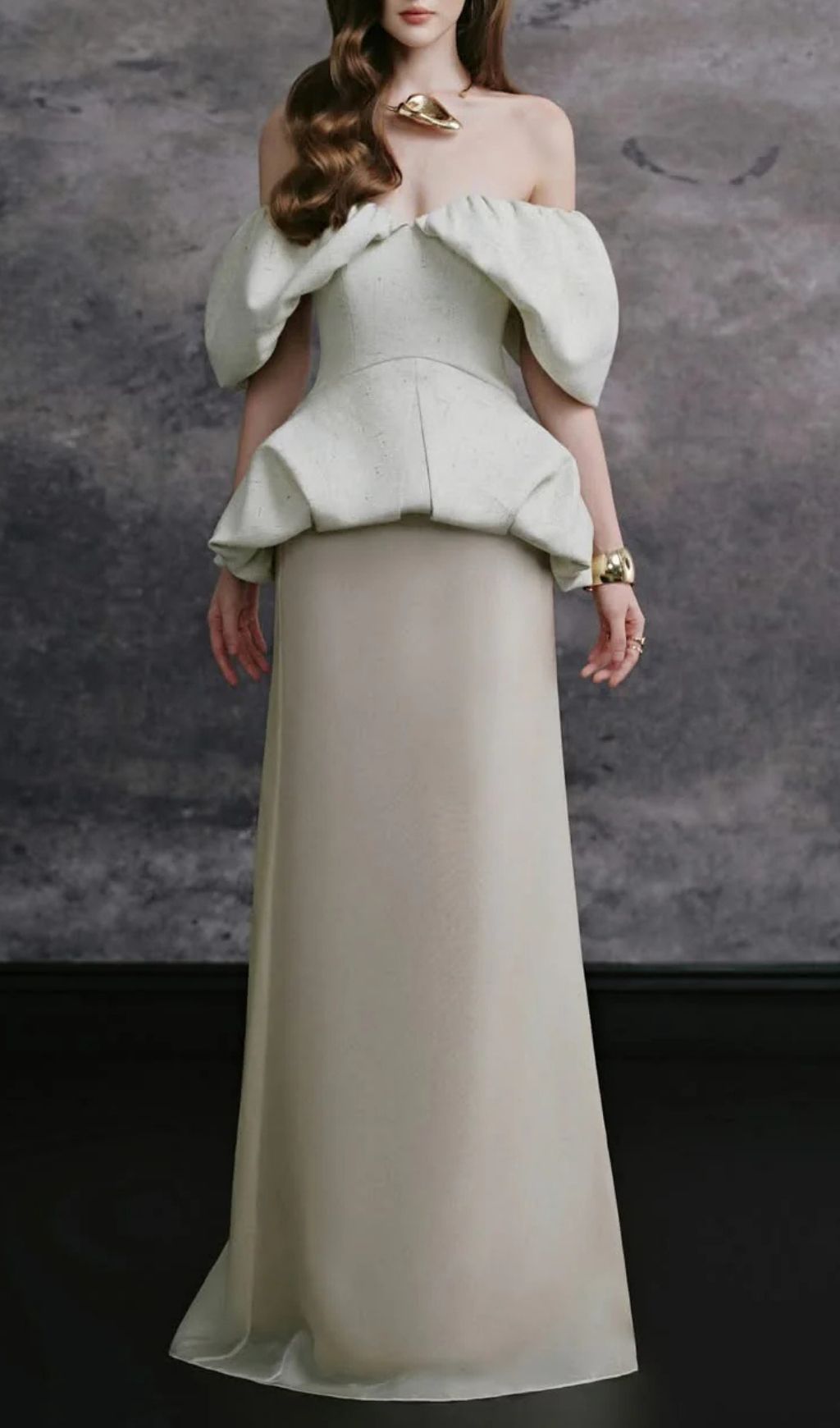 Liora Off-Shoulder Draped Top & Skirt Set