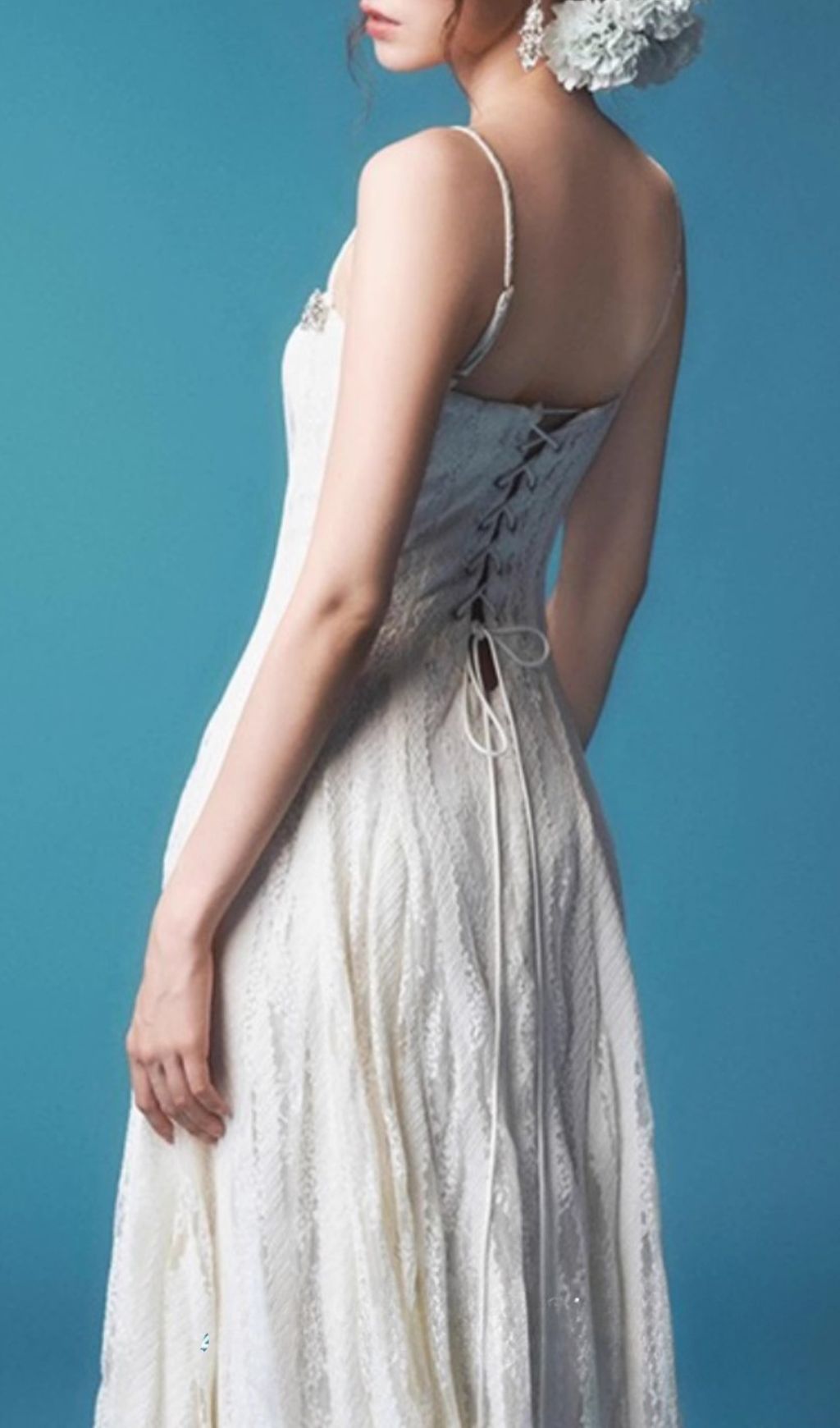 Jnyah Ethereal Lace Maxi Dress - Romantic Bohemian Strappy Gown