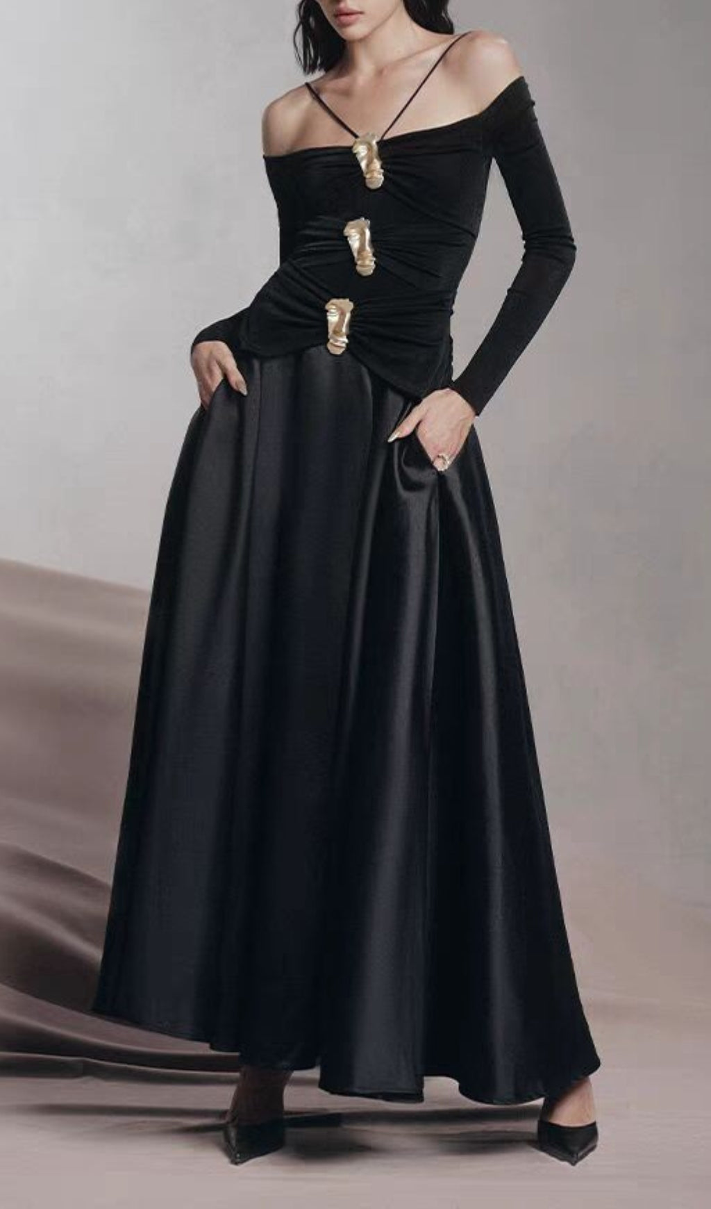 Cailin Long Sleeve Ruched Maxi Dress