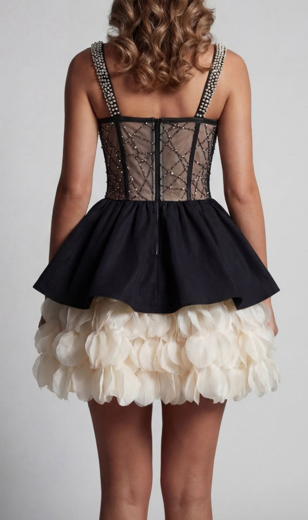 Keagan Glamorous Pearl & Petal Embellished Mini Dress