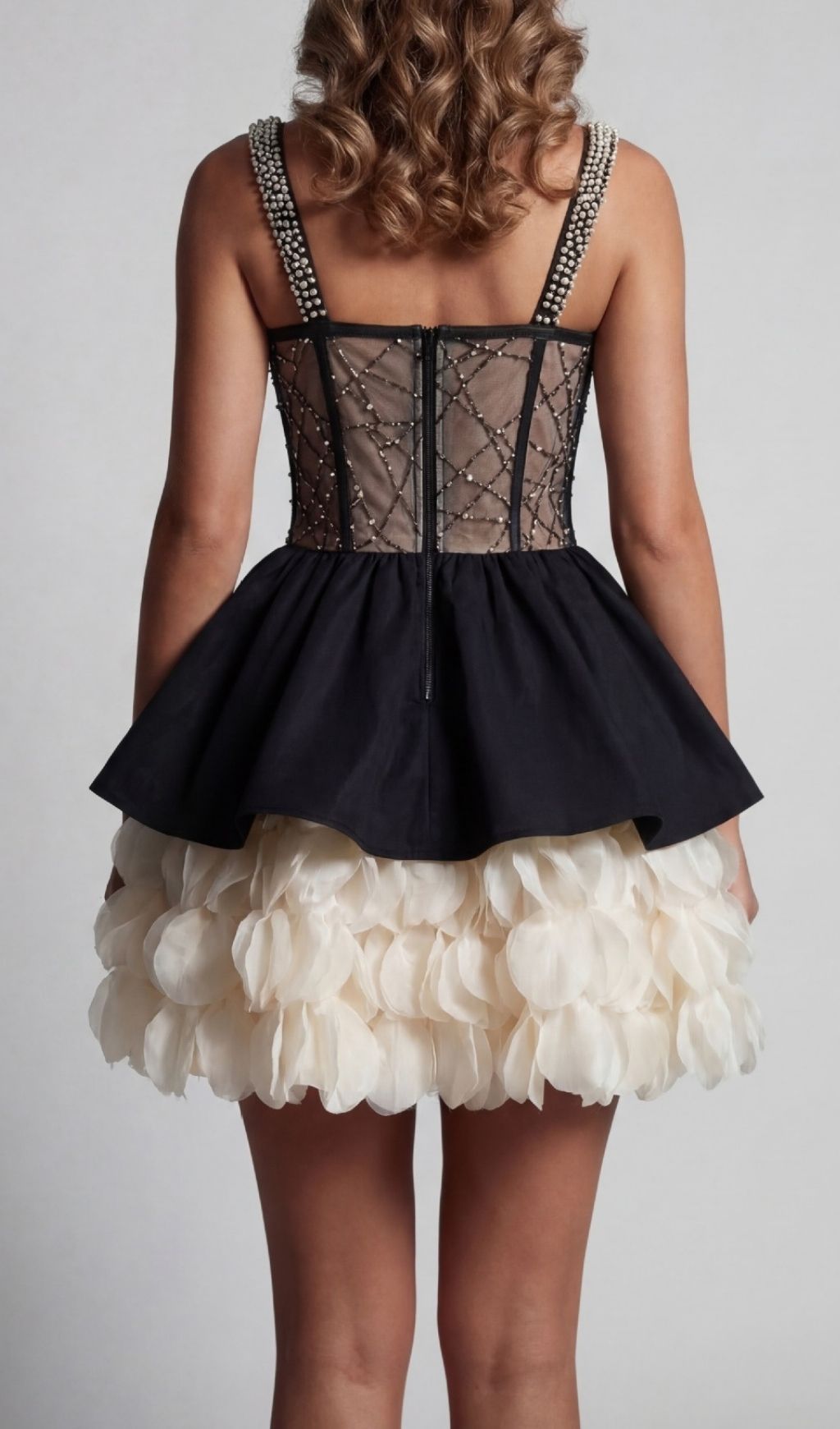 Keagan Glamorous Pearl & Petal Embellished Mini Dress