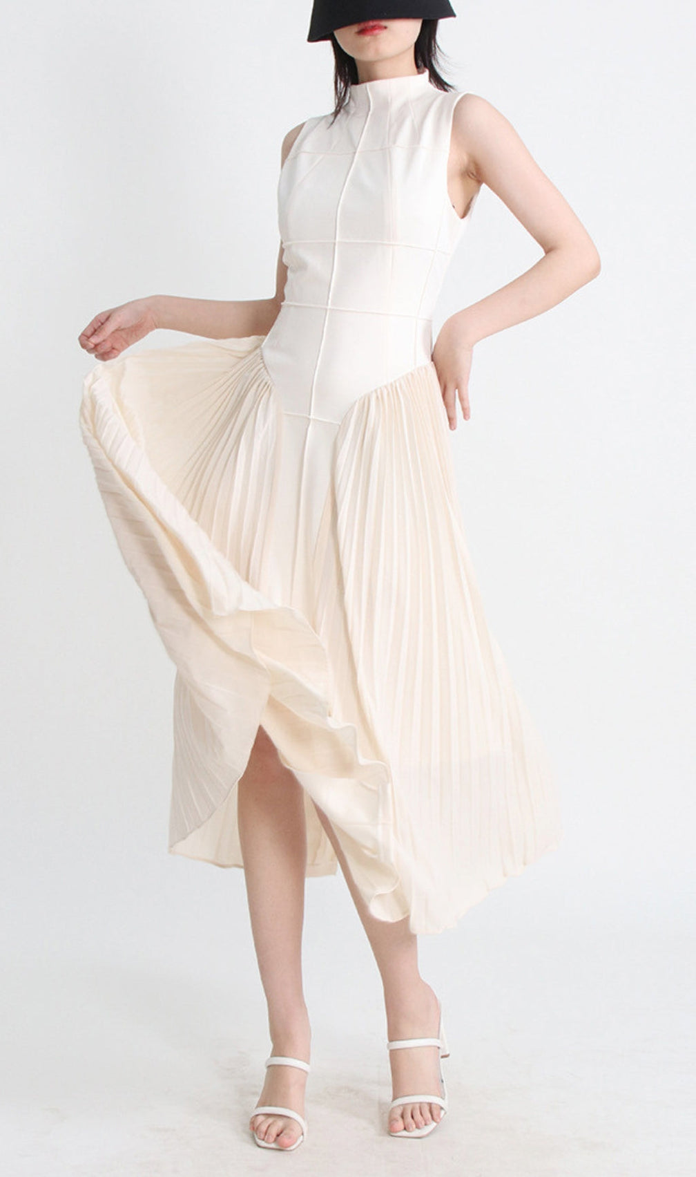 Aulelei Sleeveless Pleated Midi Dress