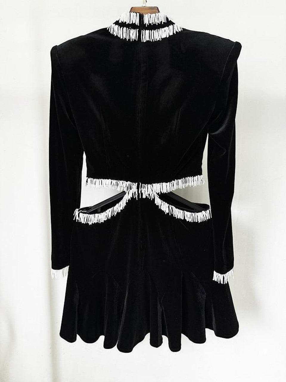 Ishika Bead-Embellished Velvet Cutout Mini Dress