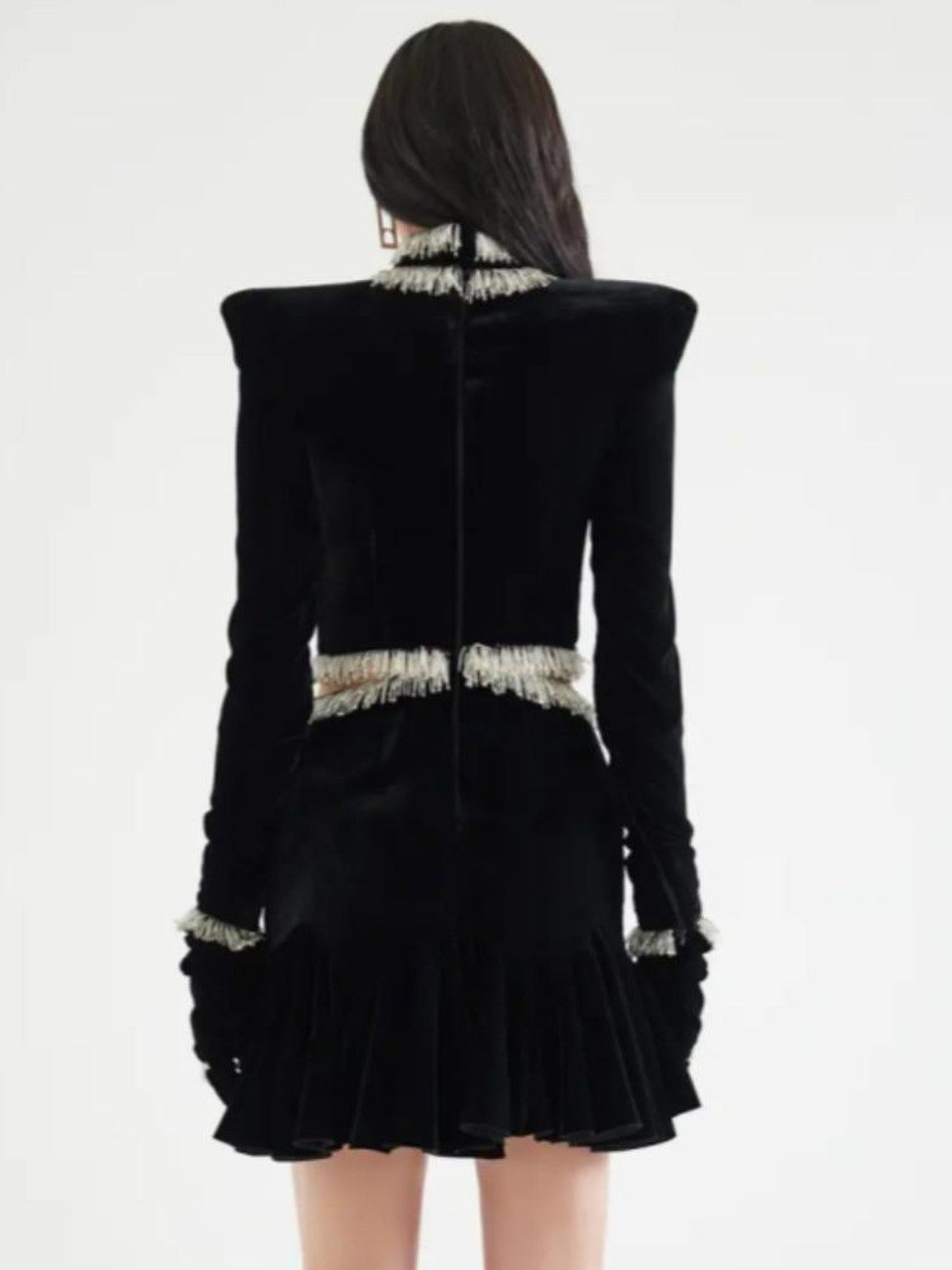 Ishika Bead-Embellished Velvet Cutout Mini Dress
