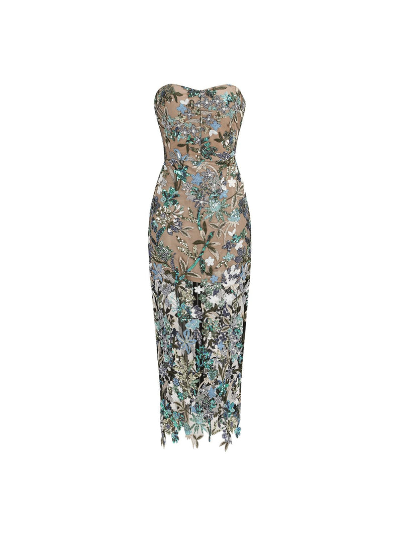 Debra Flower Embroidered Sequin Midi Dress