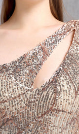 CHAMPAGNE CUTOUT SEQUIN MAXI DRESS