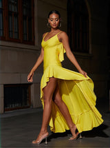 Petal Backless Maxi Dress In Yellow