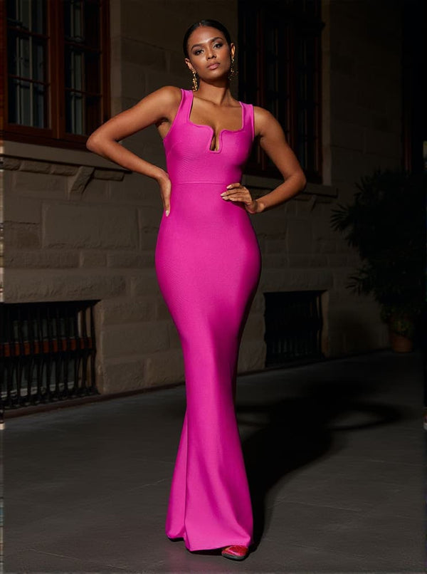 Sadira Bandage Maxi Dress In Hot Pink