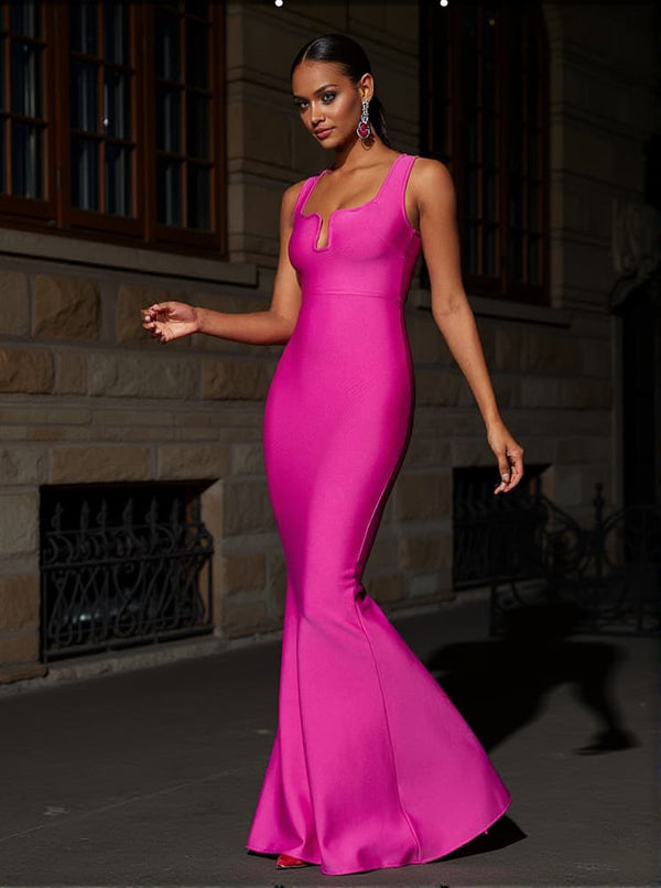 Sadira Bandage Maxi Dress In Hot Pink