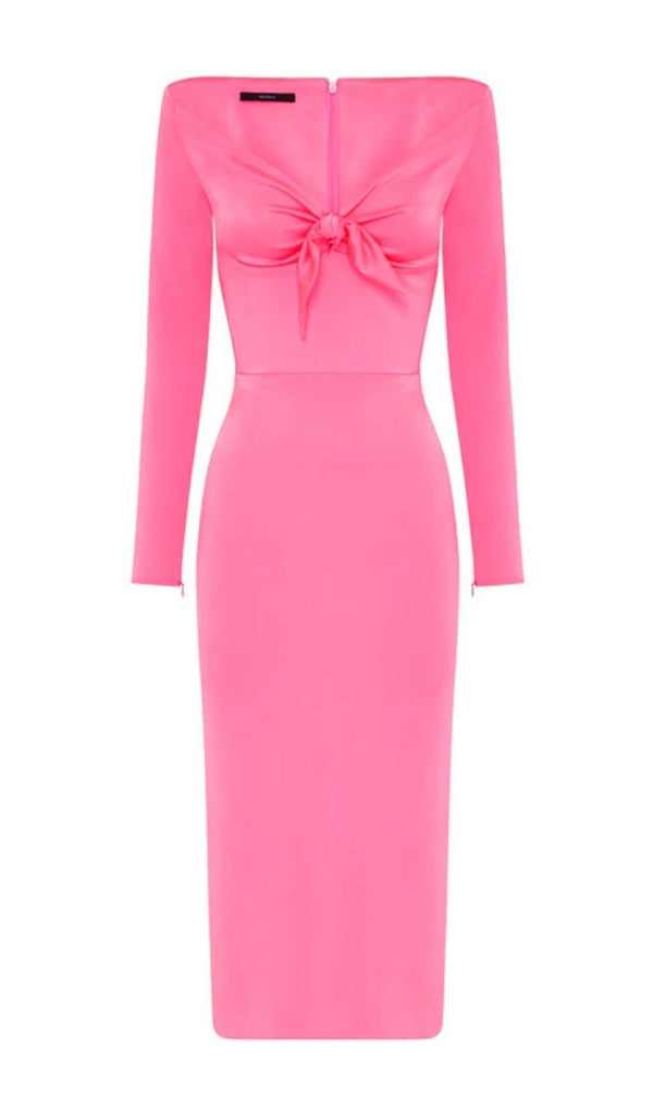 PINK BOW BANDAGE MIDI DRESS